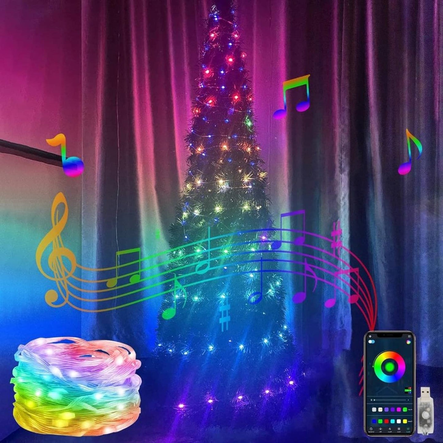 Hoche Smart Fairy Light 33FT USB String Light App Control Music Sync
