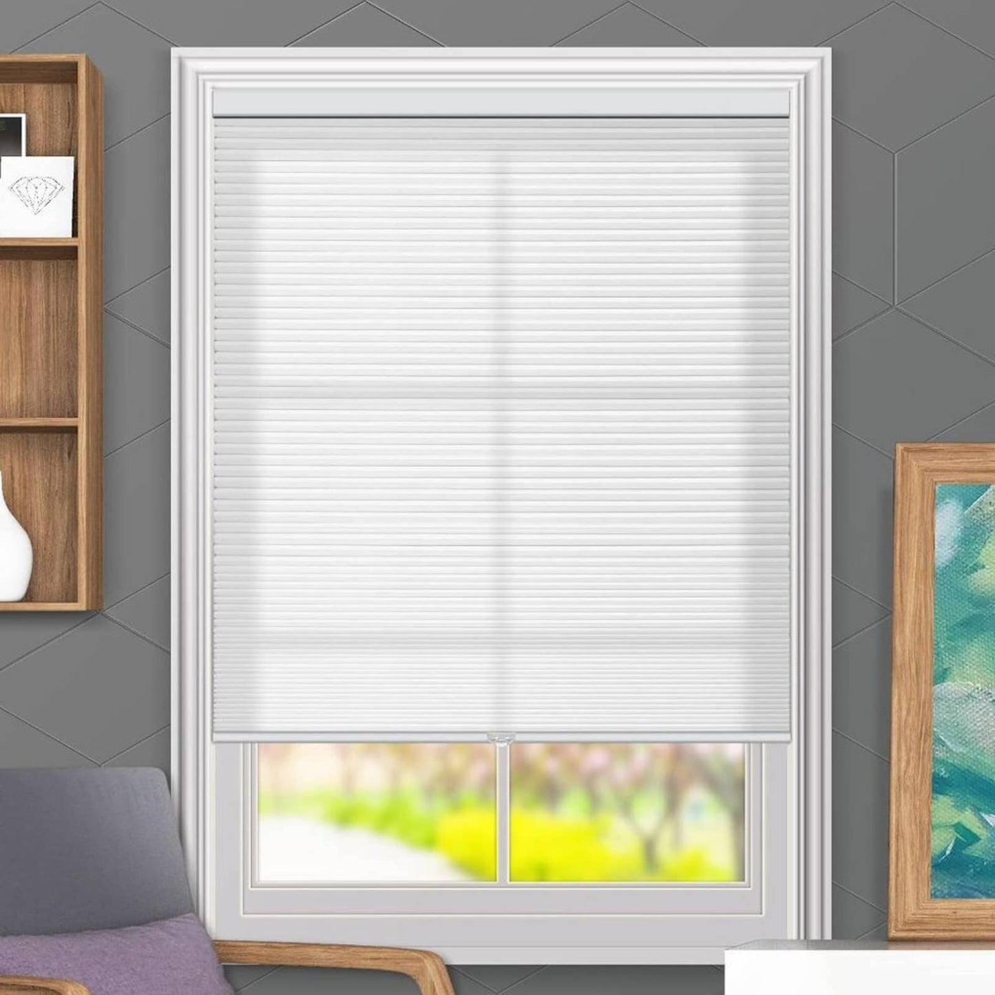 BlinDecor Light Filtering Cellular Shades Cordless 35" x 64" Honeycomb Blinds