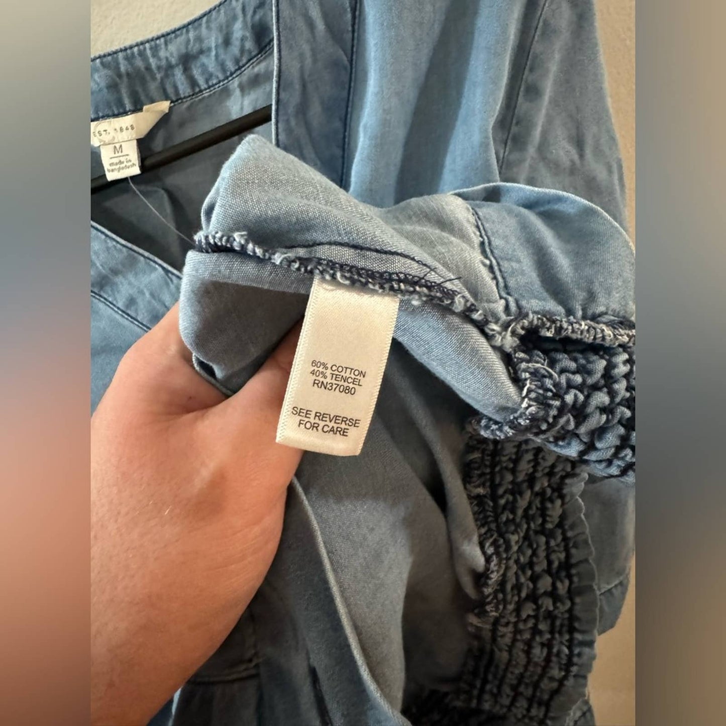 NWT MD Claire’s Long Sleeve Denim-Style Wrap/Tie Shirt