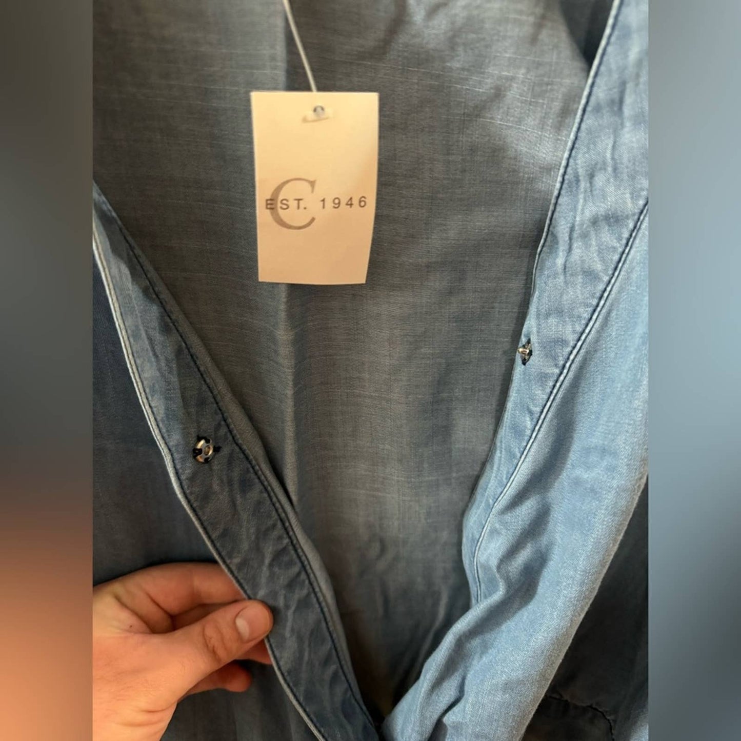 NWT MD Claire’s Long Sleeve Denim-Style Wrap/Tie Shirt