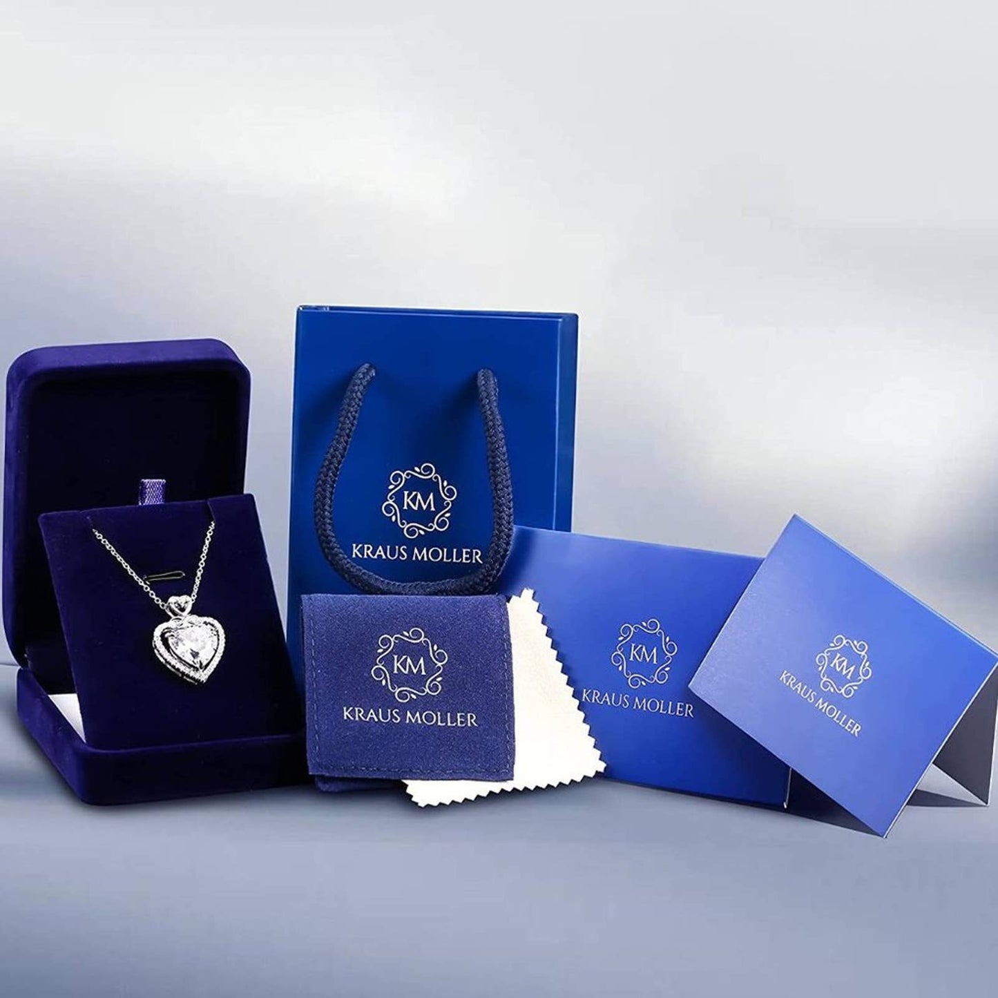 Kraus-Moller Heart Love Necklaces for Women Color Silver Necklace Set Simple
