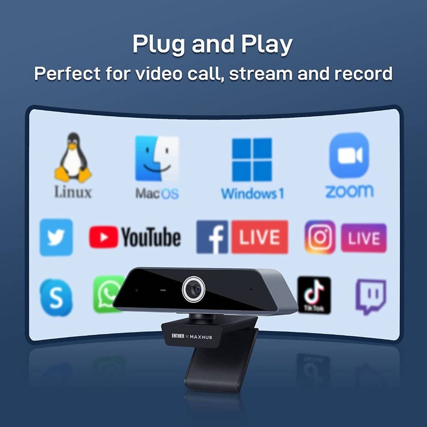 Enther & MAXHUB Webcam 4k, Webcam with Microphone for Computer with Noise Cancel
