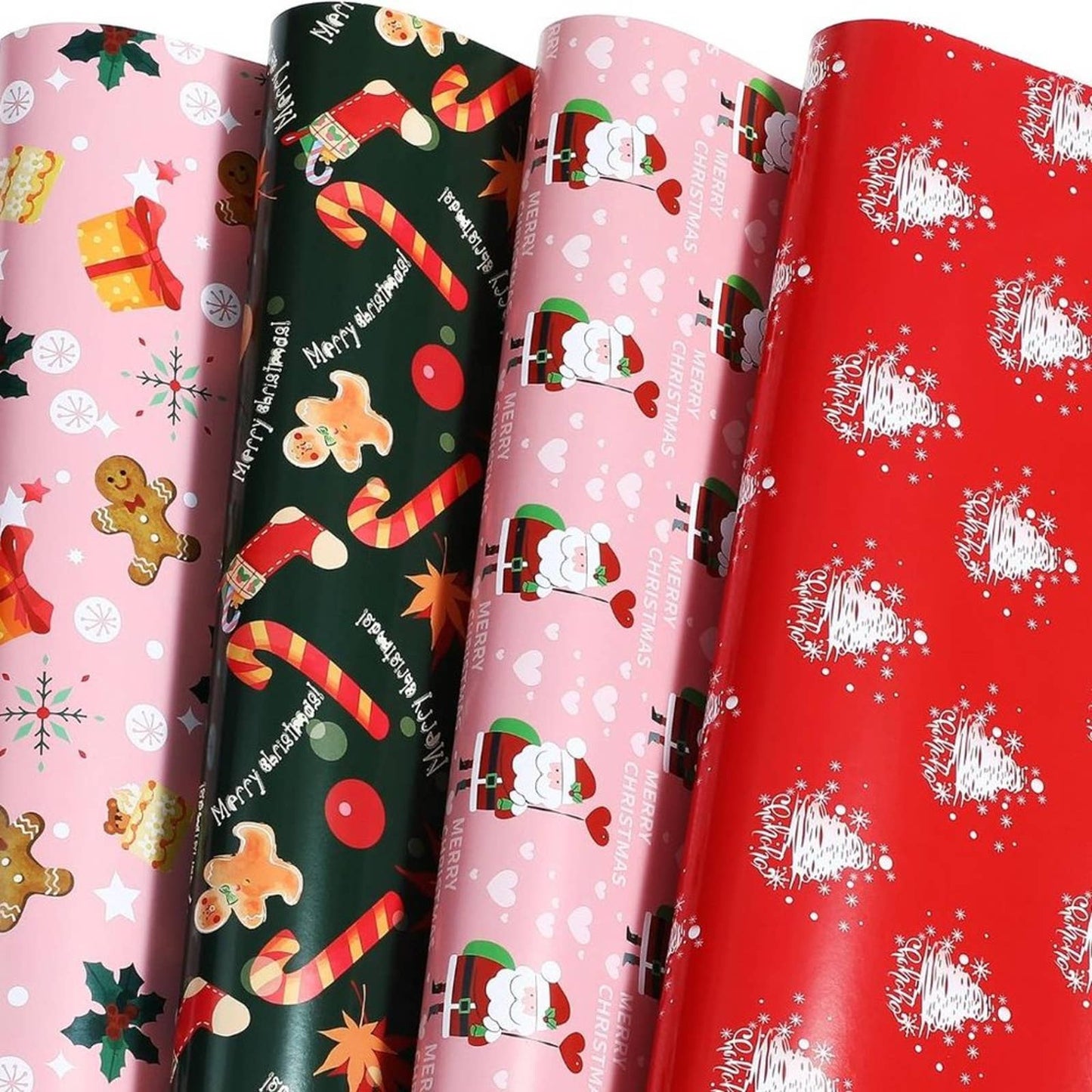 Ulmasinn Christmas Wrapping Paper for Kids Girls Boys,Pink Red Green