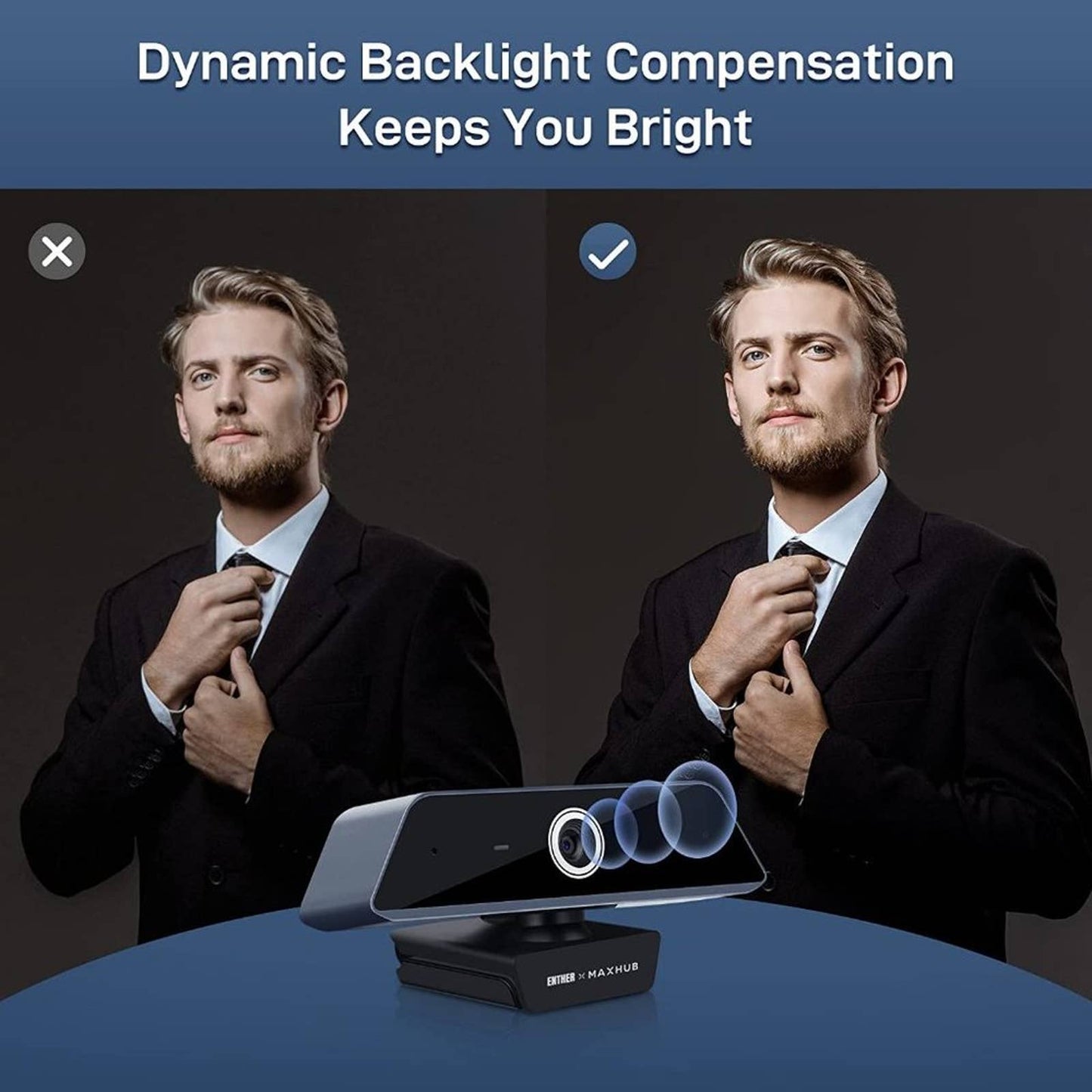 Enther & MAXHUB Webcam 4k, Webcam with Microphone for Computer with Noise Cancel