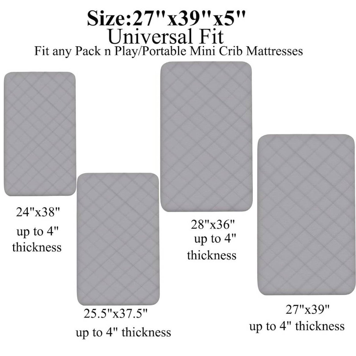 Bamboo Pack n Play Sheets Quilted, Waterproof Pack and Play Mattress Pad/Protect