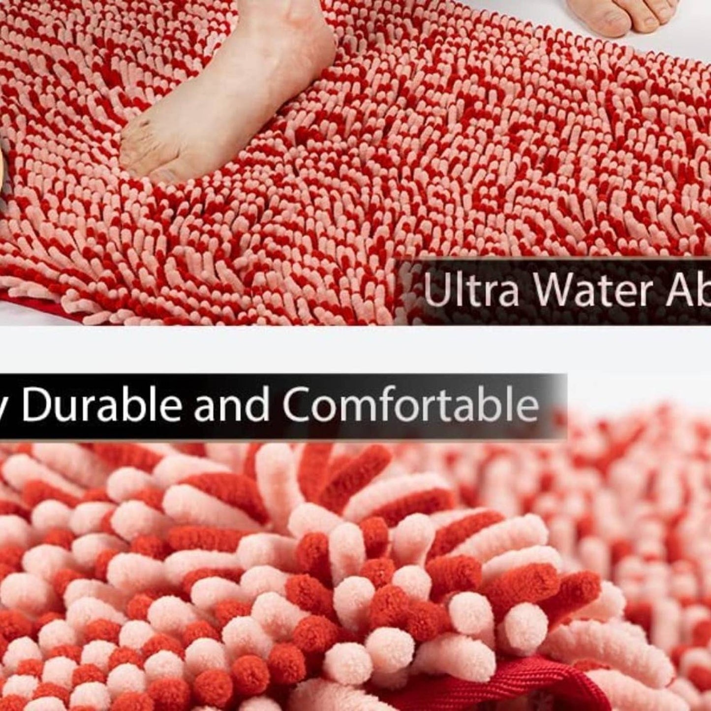 NUOVARUGS Bathroom Rug Anti-Slip Chenille Bath Mat Soft and Cozy Super Absorbent