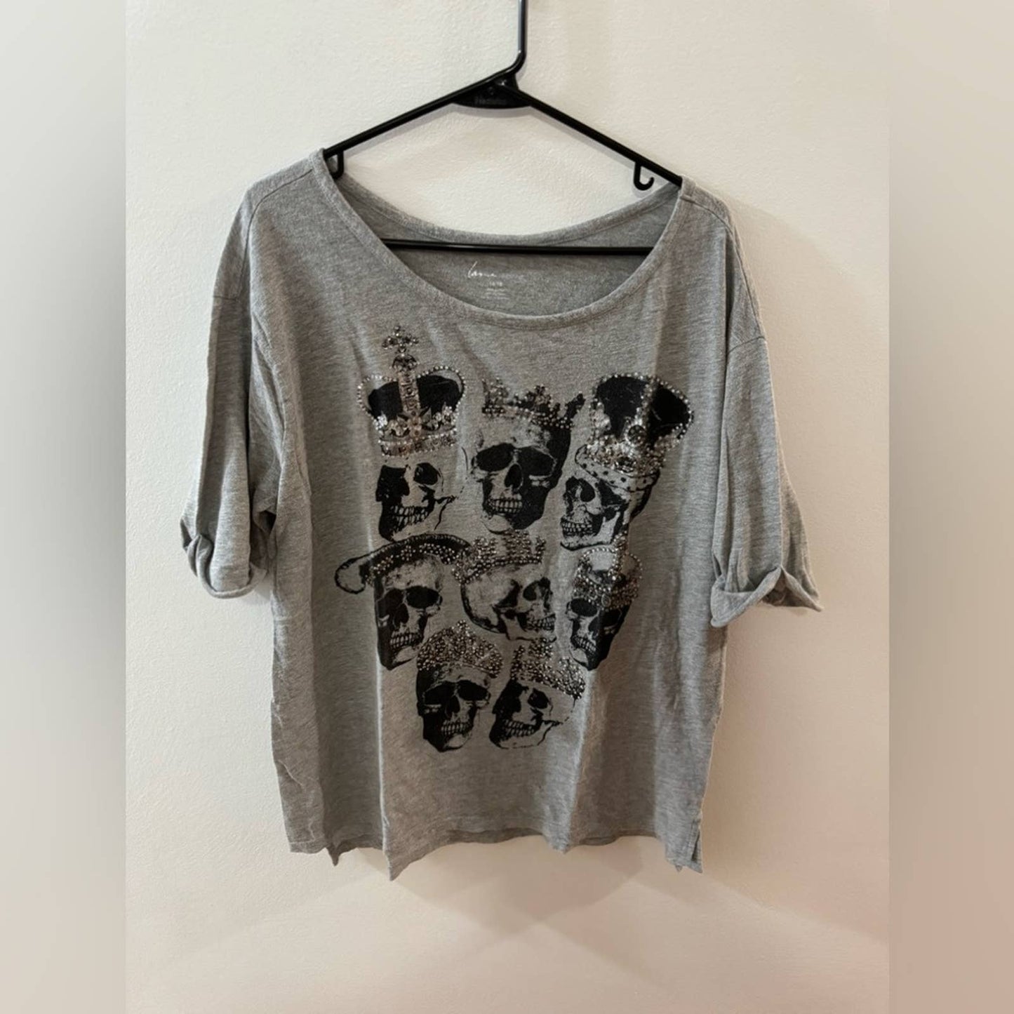Size 14-16 Lane Bryant Short Sleeve Bedazzled Skull T-Shirt