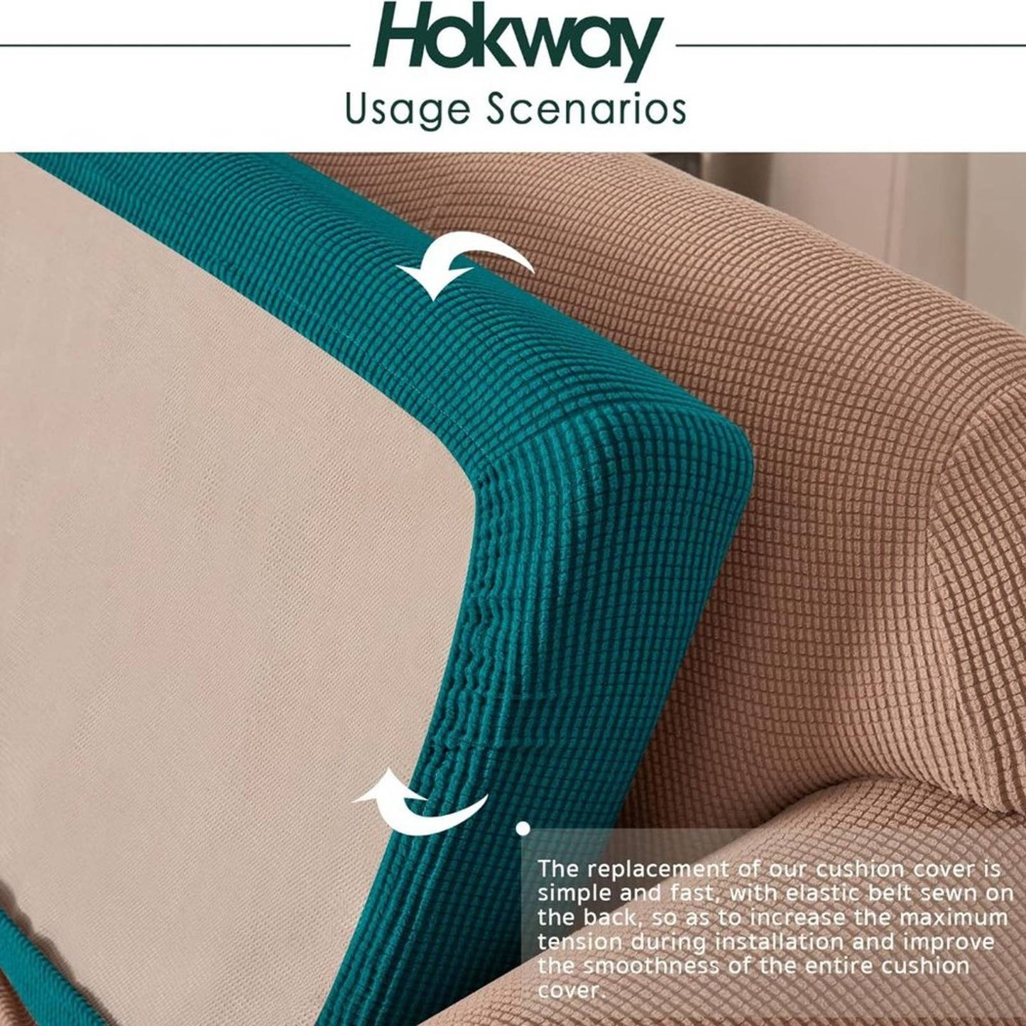 Hokway Couch Cushion Covers Stretch Cushion Covers Sofa Seat Cushion Slipcover
