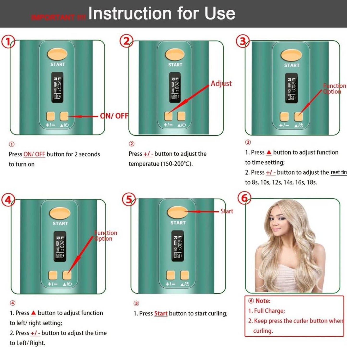 Lanboo Automatic Hair Curler, Cordless Hair Curler for Shoulder Length