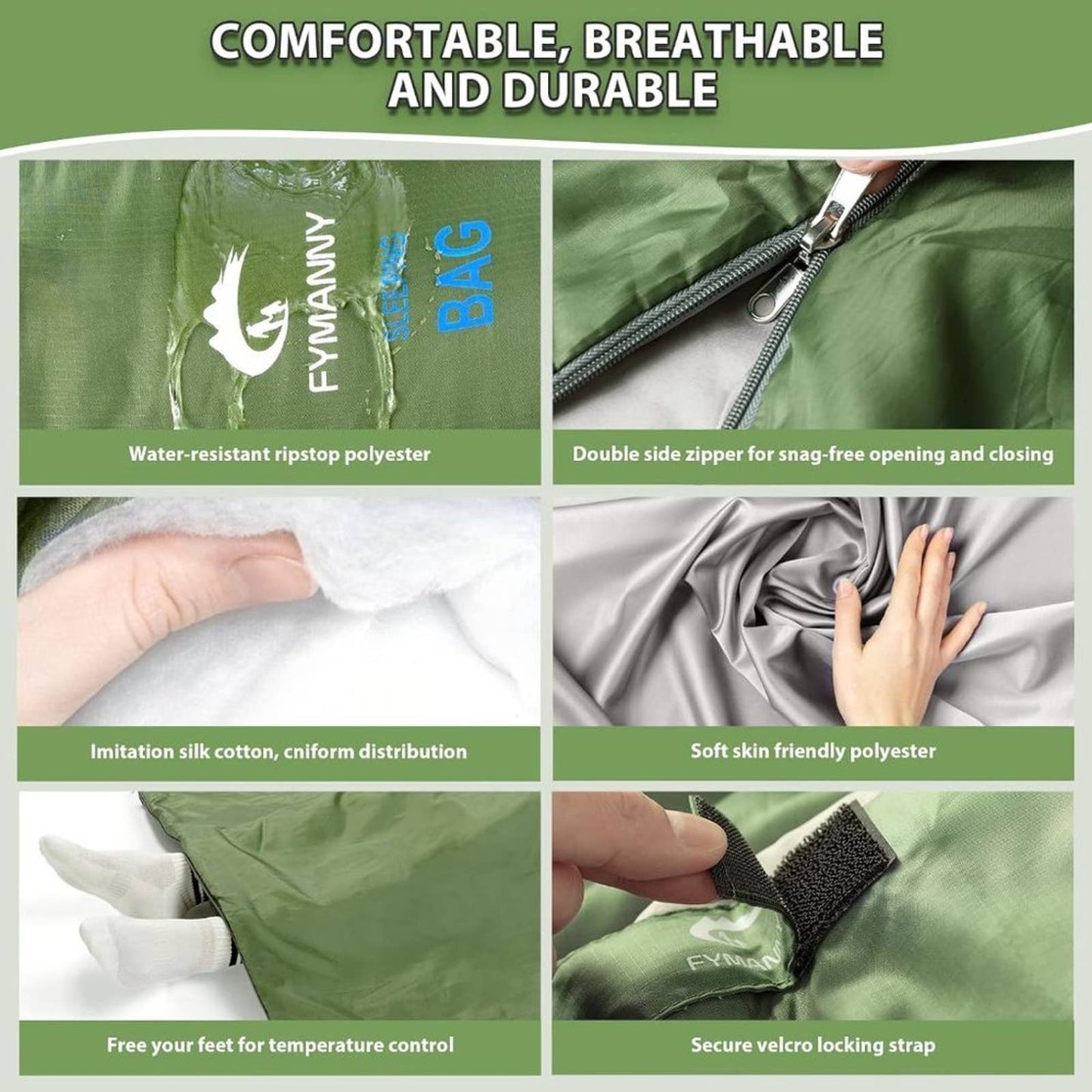 Warm Weather Sleeping Bag, FYMANNY Portable Waterproof Compact Lightweight