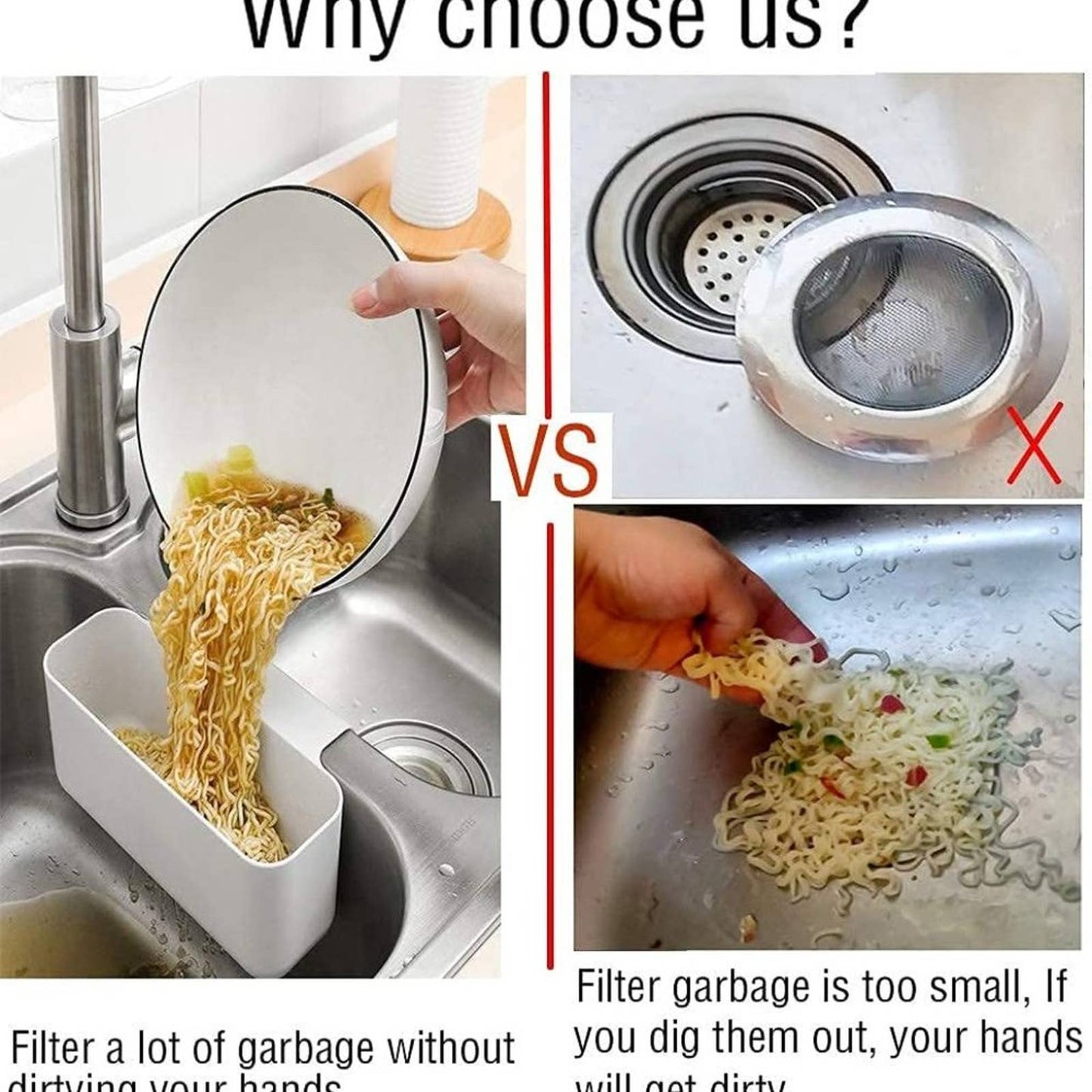 Sink Drain Strainer Basket Kitchen Food Waste Leftovers Food Catcher Garbage