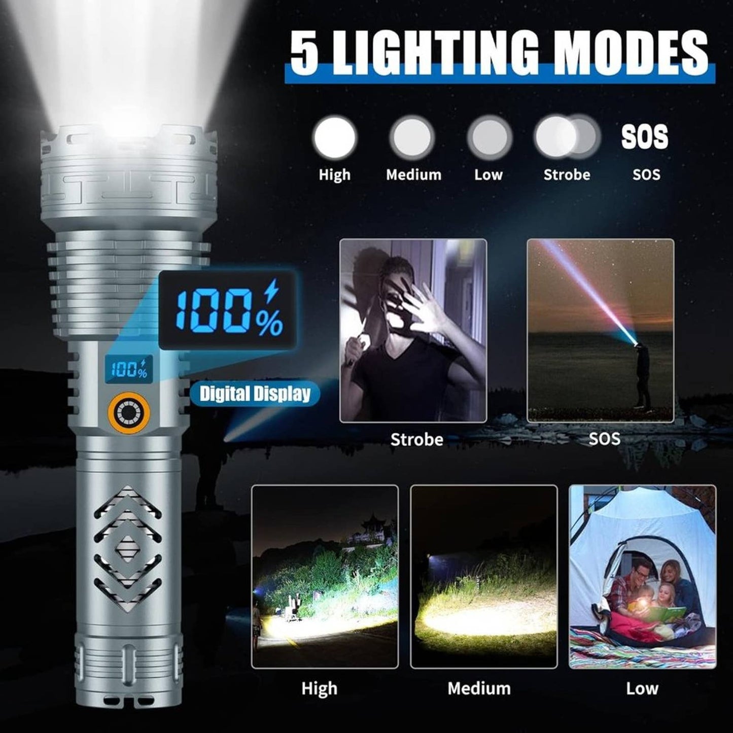 Zavuxo Flashlights High Lumens Rechargeable LED Flashlight, Super Bright