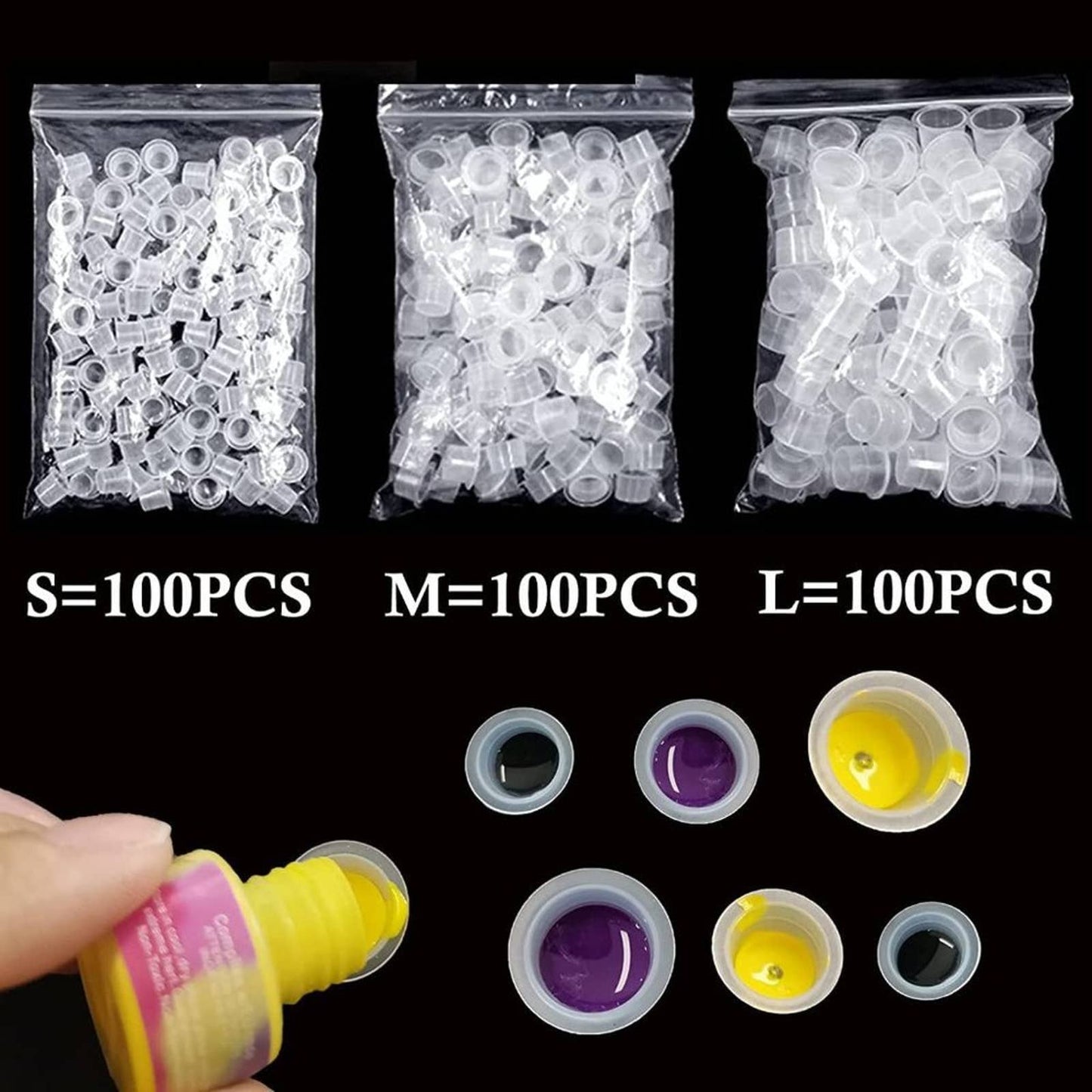 Tattoo Ink Cups, Urknall 300pcs Tattoo Ink Cups Mixed Size Tattoo Cups