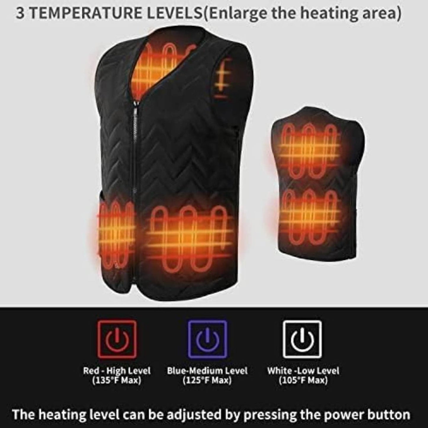 O-SEN Heated Vest for Women Men (Battery not include) One Size Dark Black