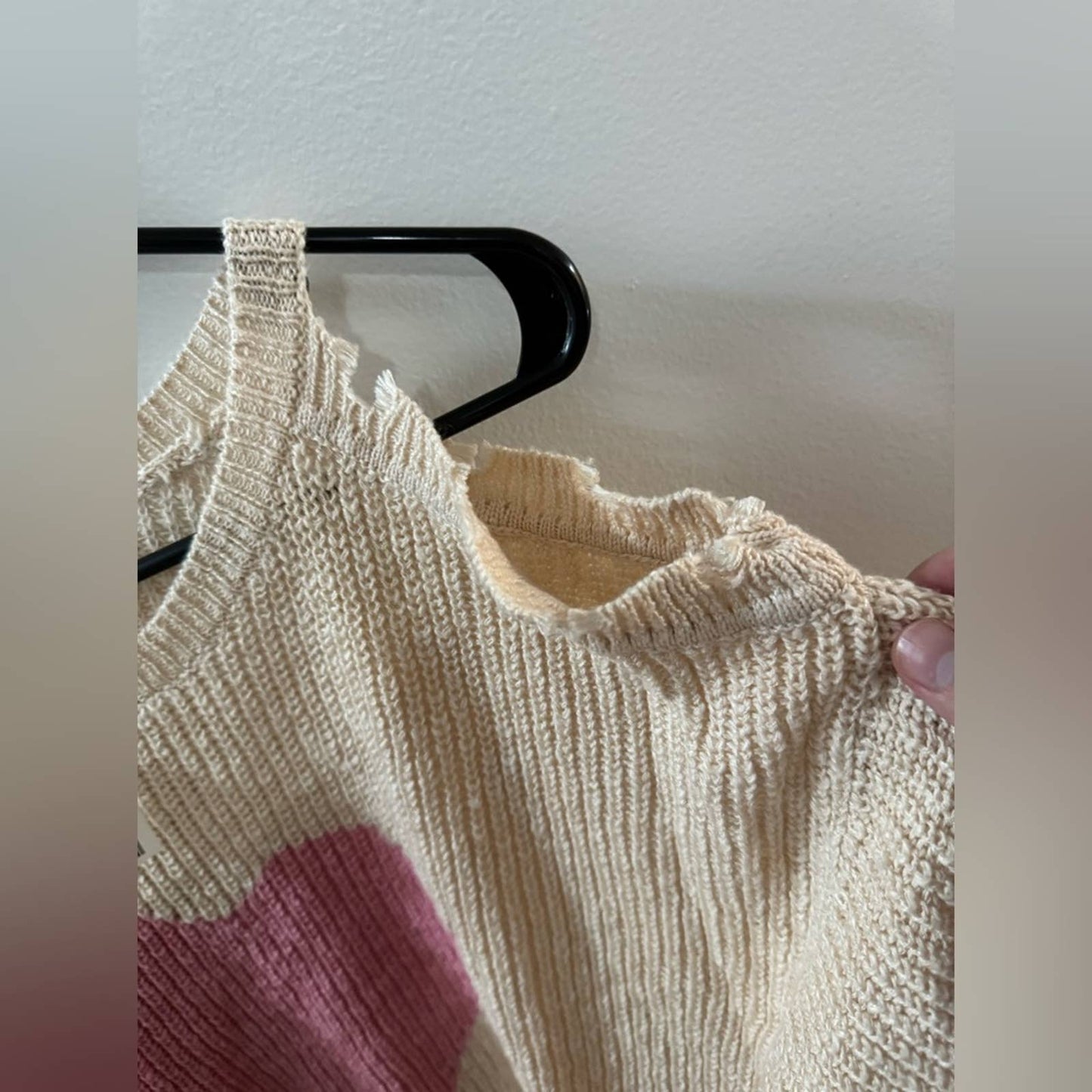 NWT LG CATO Heart Distressed Sweater