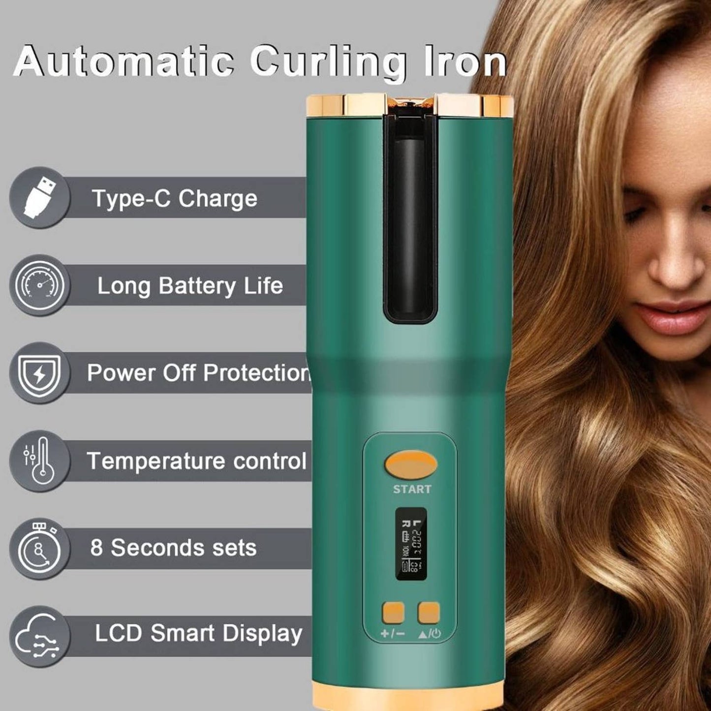 Lanboo Automatic Hair Curler, Cordless Hair Curler for Shoulder Length