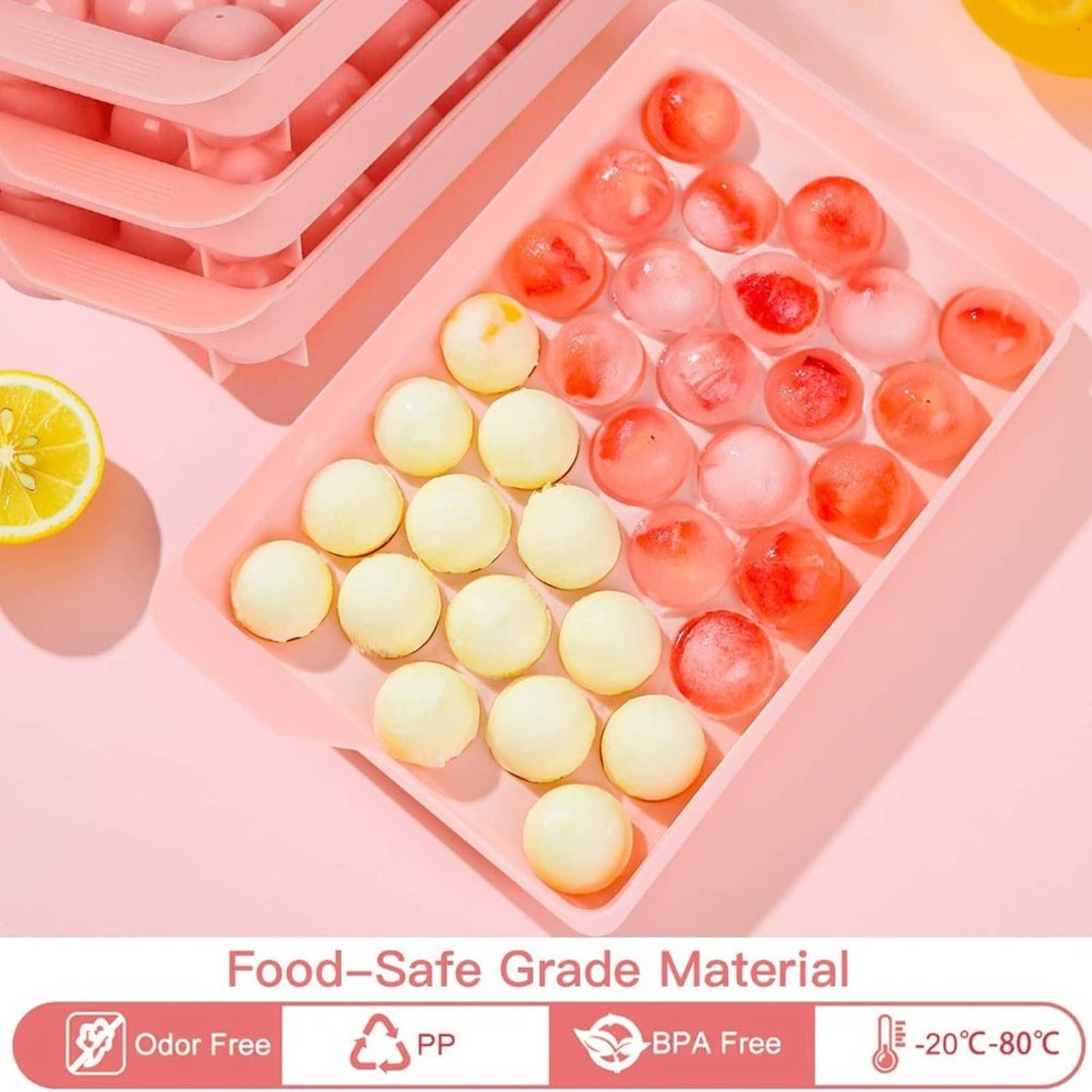 Ice Cube Tray 3 Pack, Upgraded Easy Release Round Ice Cube Trays, Stackable Ice
