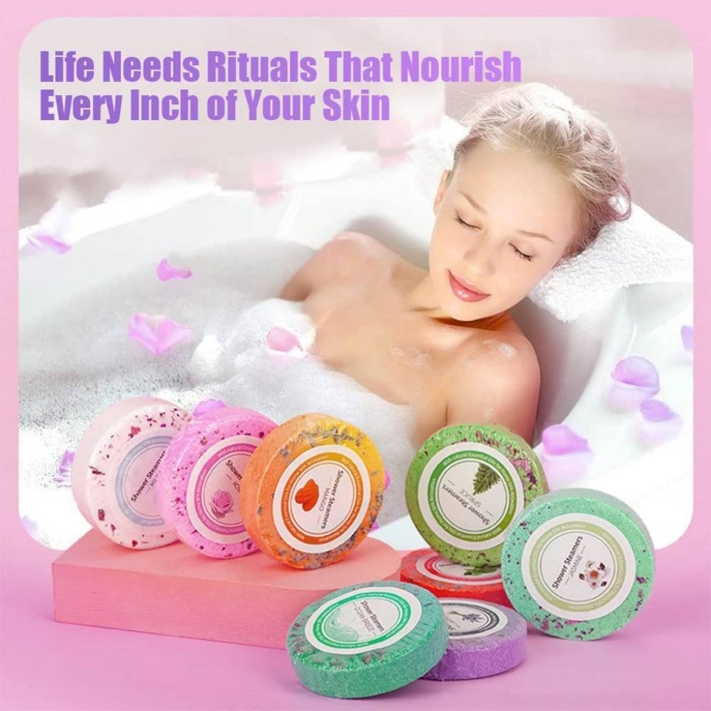 Shower Steamers Aromatherapy - 8 Pcs Bath Bombs with Essential Oils