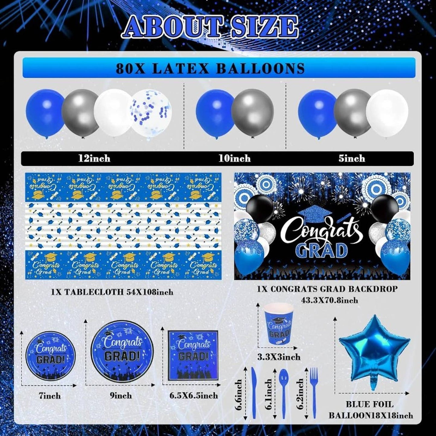 CACOLULU Graduation Decorations Class of 2023-260Pcs Blue and Silver Graduation