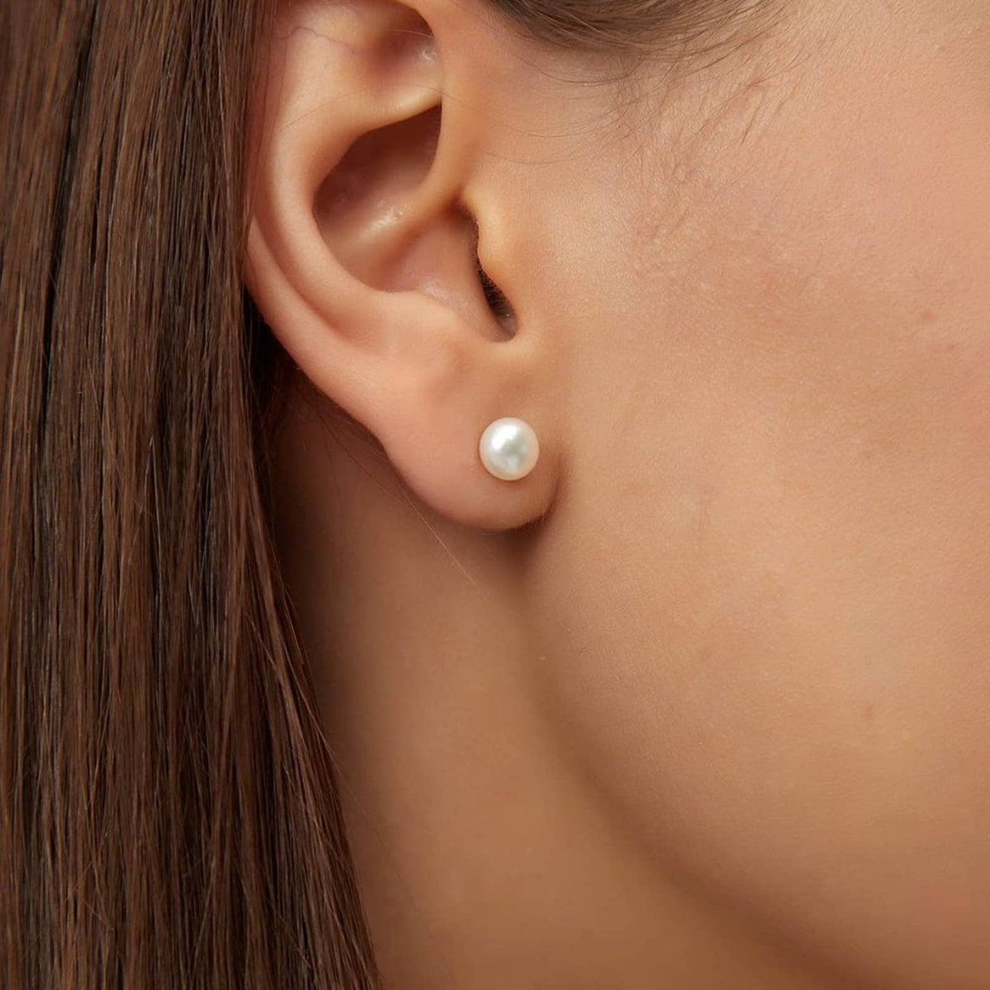 JG 14K Gold Plated Stud Pearl Earrings 925 Sterling Silver Post Quality