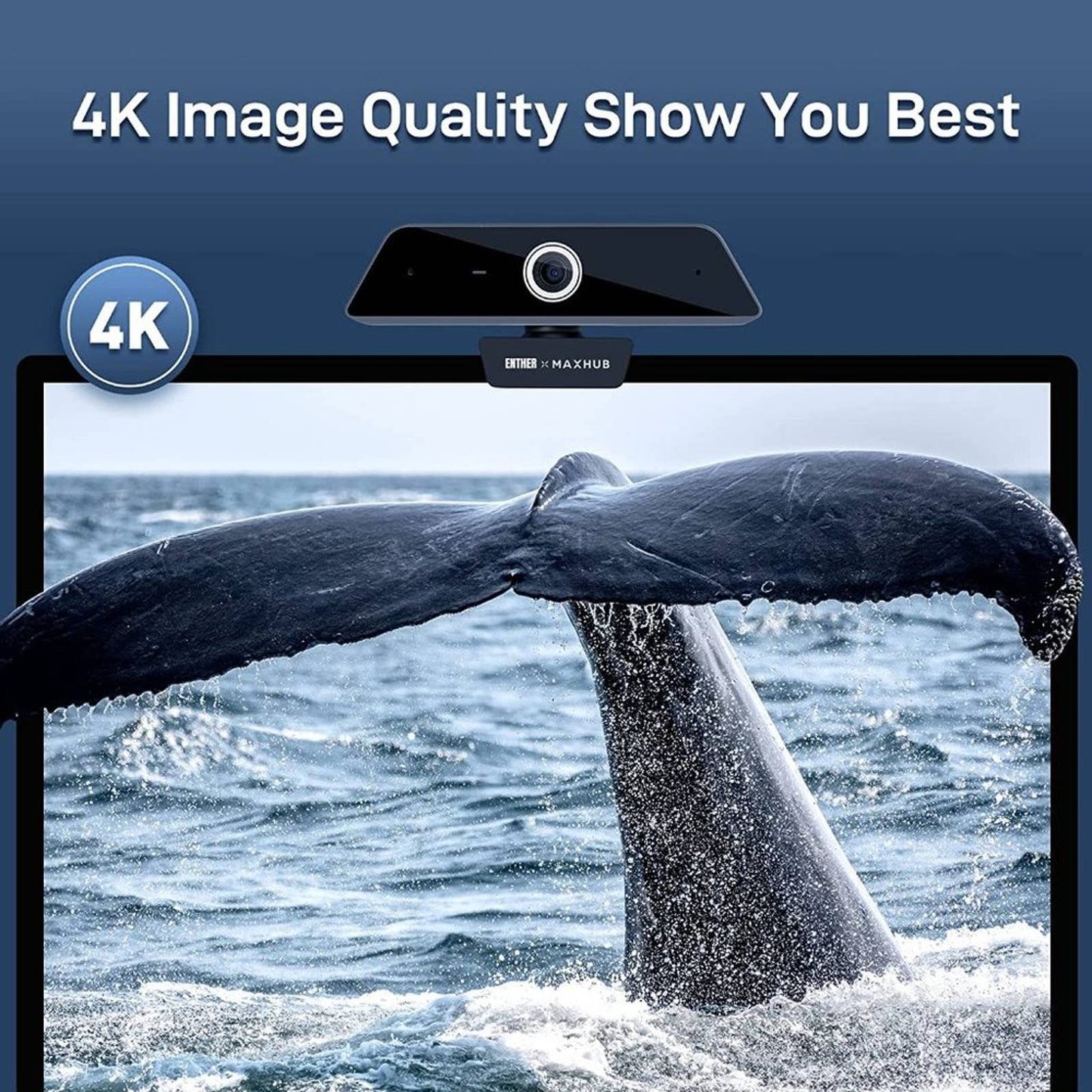 Enther & MAXHUB Webcam 4k, Webcam with Microphone for Computer with Noise Cancel