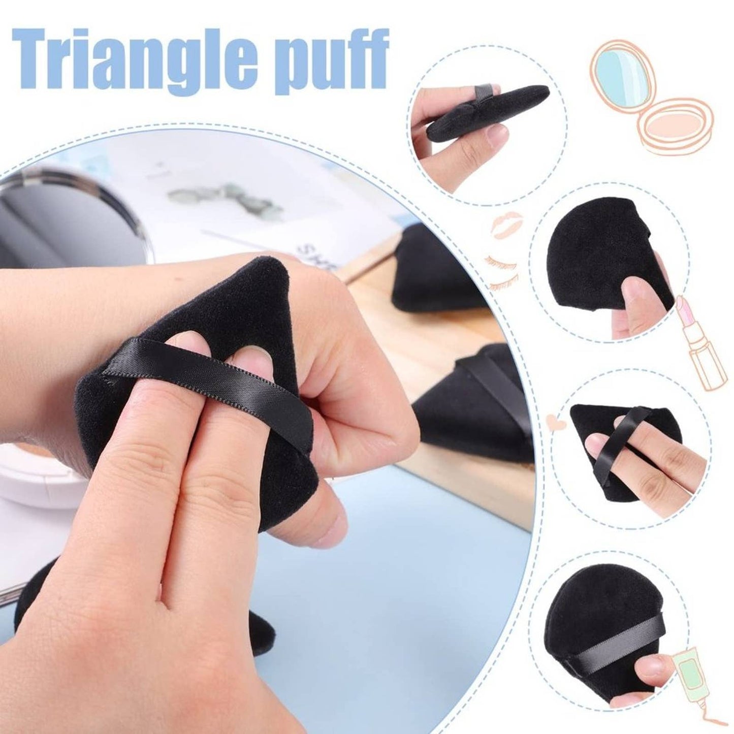 Pimoys 6 Pieces Powder Puff Face Soft Triangle Makeup Puff for Loose Powder