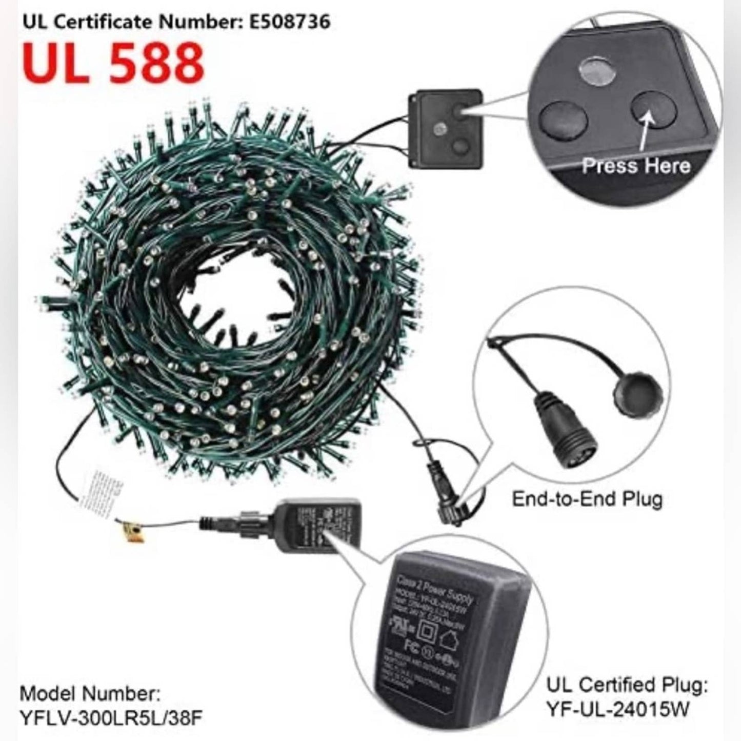 BlueBala LED Outdoor String Lights - Weatherproof (100FT/300LED, Cool White)