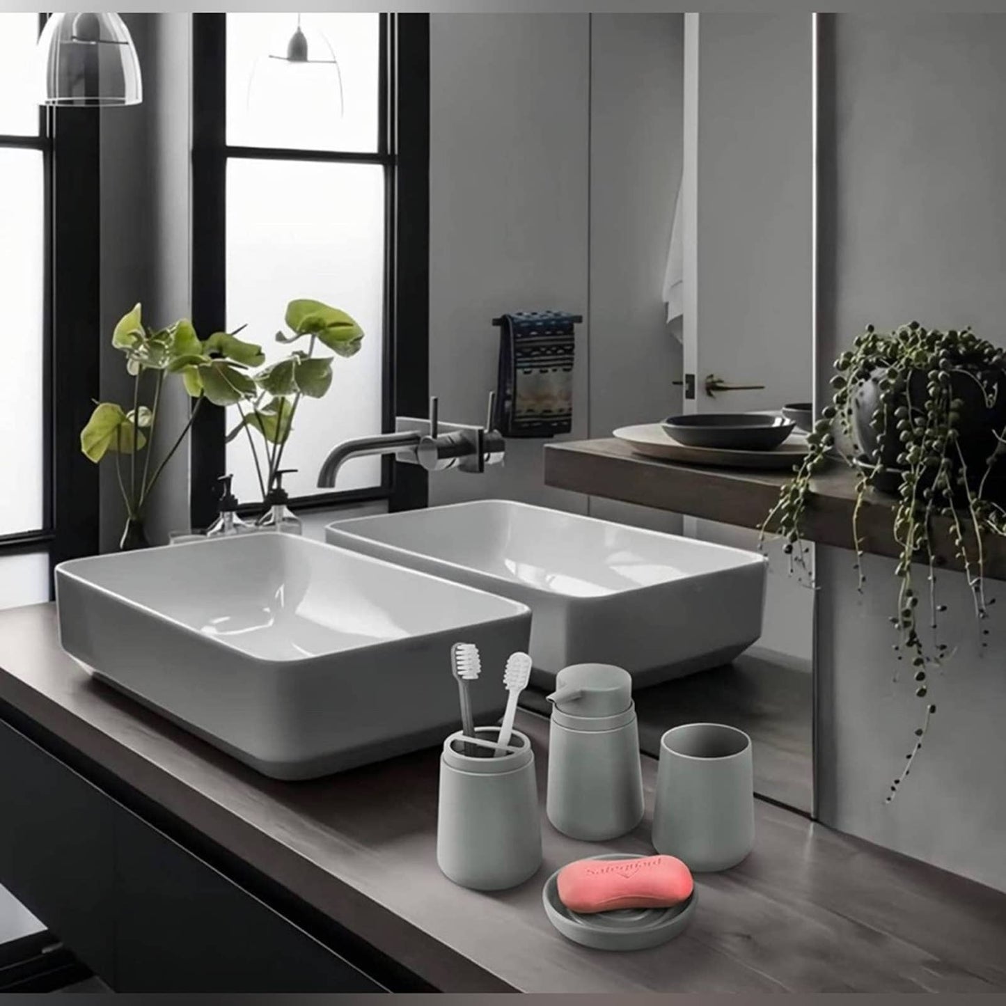 IMAVO Bathroom Accessories Set,Soap Lotion Dispenser,Soap Dish, etc 4 Pieces