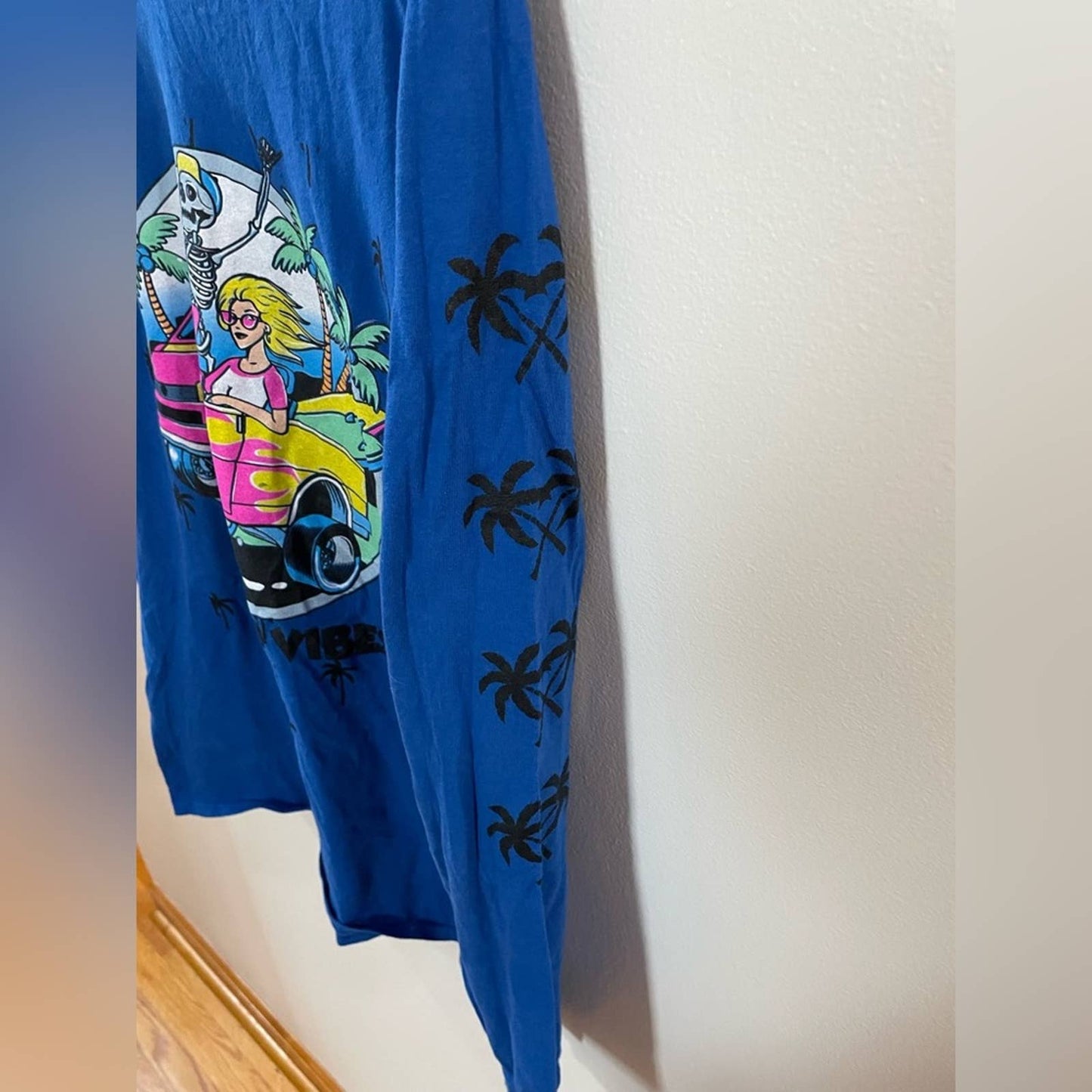 SM Blue Return to Sender Good Vibes Neon Skeleton Long Sleeve Shirt