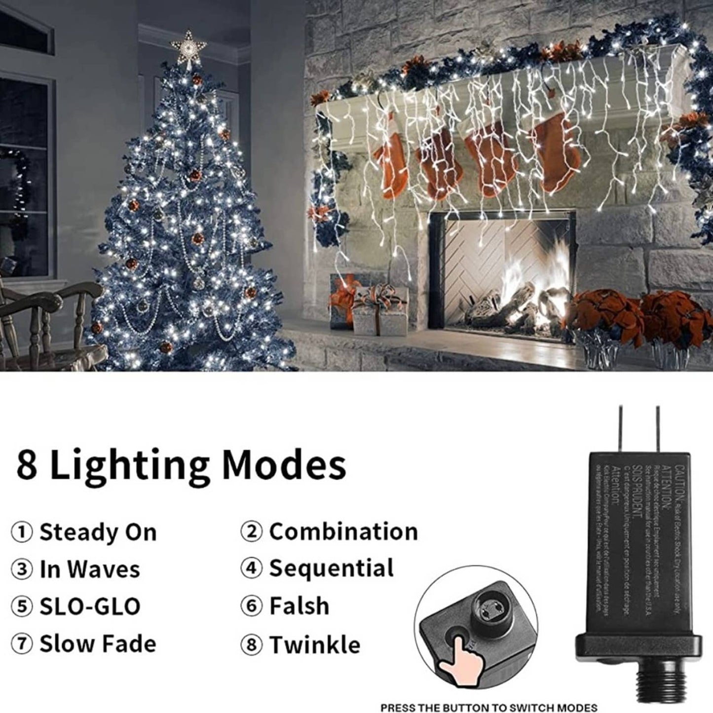 Icicle Christmas Lights Outdoor 18.57FT 360 LED
