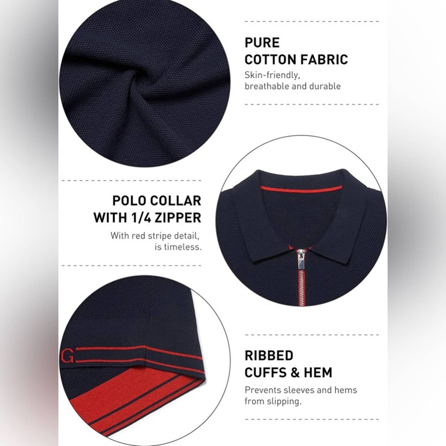 ALTAIREGA Mens-Polo-Shirts Pure-Cotton-Pullover Long-Sleeve Size MD