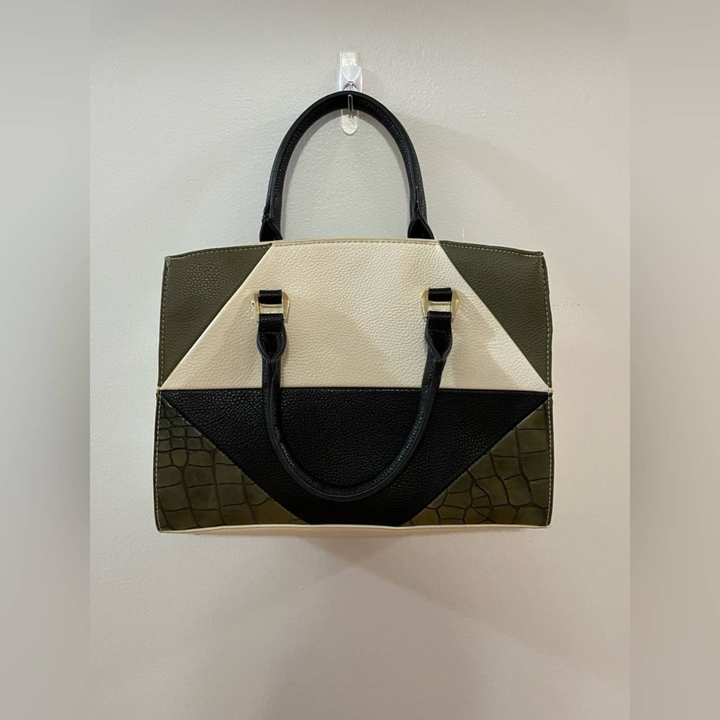 Charming Charlie White Color Block Structured Handbag