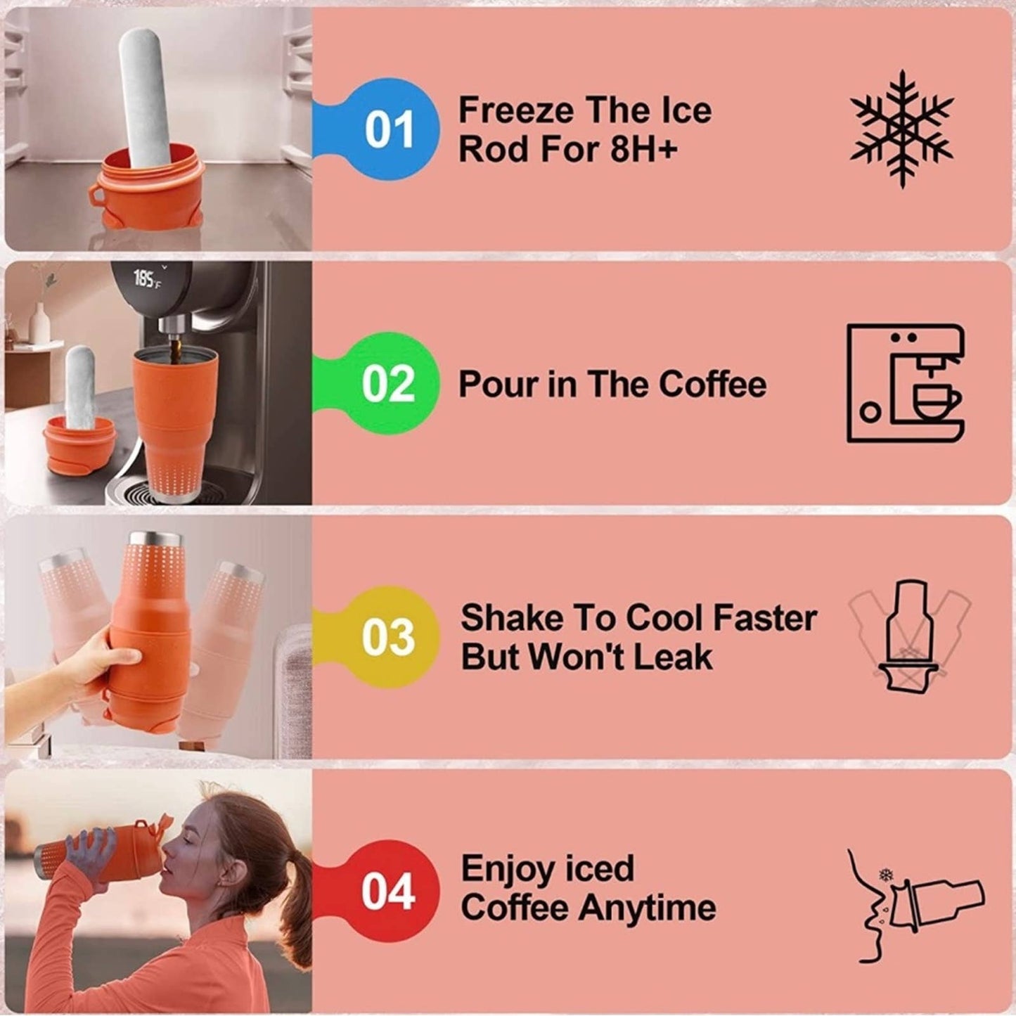 Tumbler with Instant Chiller, Iced Coffee Maker Tumbler Stainless Steel 30 Oz