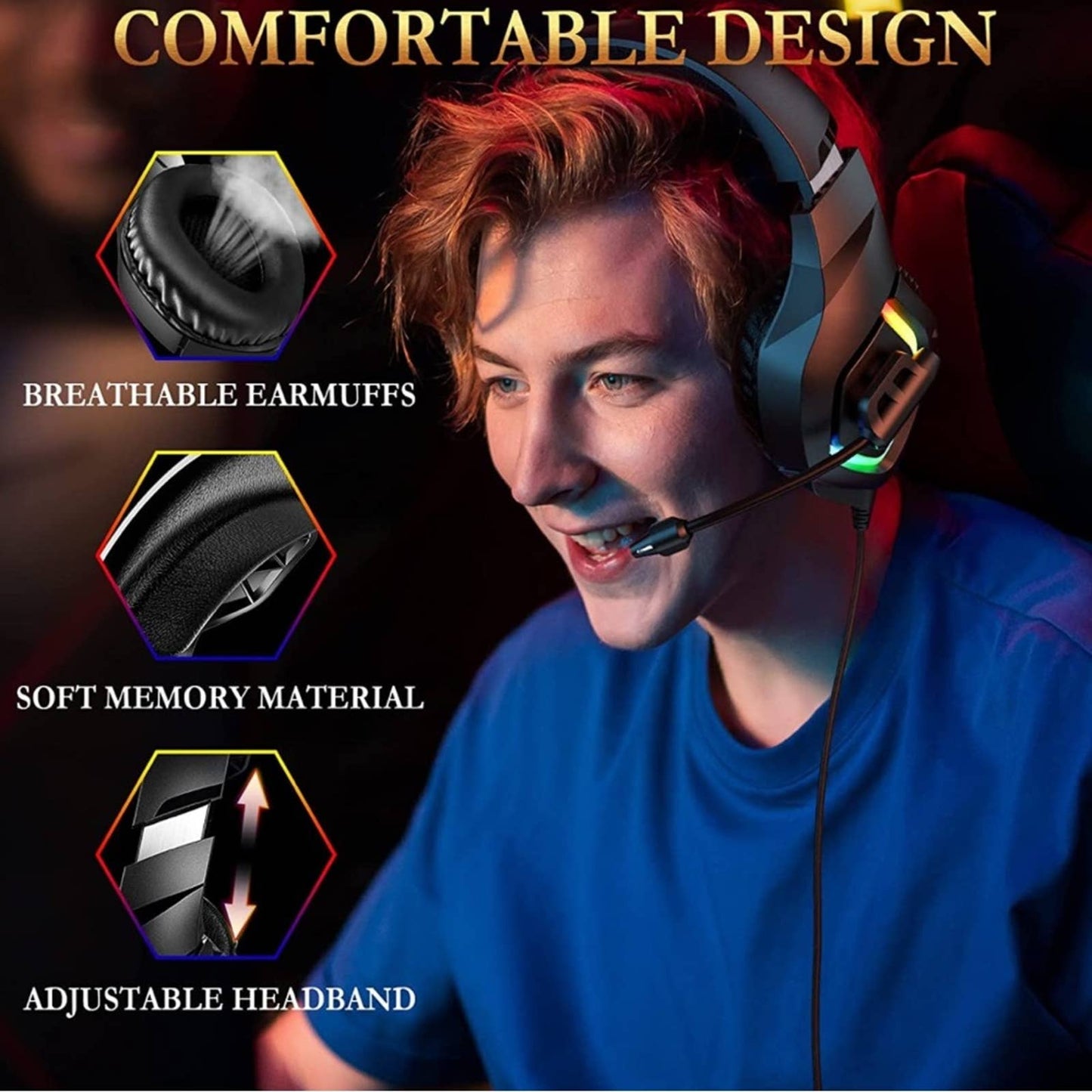 Gaming Headset for PS4 PS5 Xbox one PC, PS4 Headset with Noise Cancelling Mic