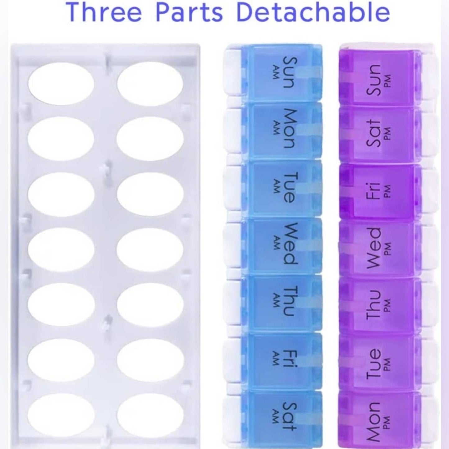 Daily Vitamin Box AM PM Pill Case Organizer Weekly Pop Up 7 Day (5.Purple/Blue)