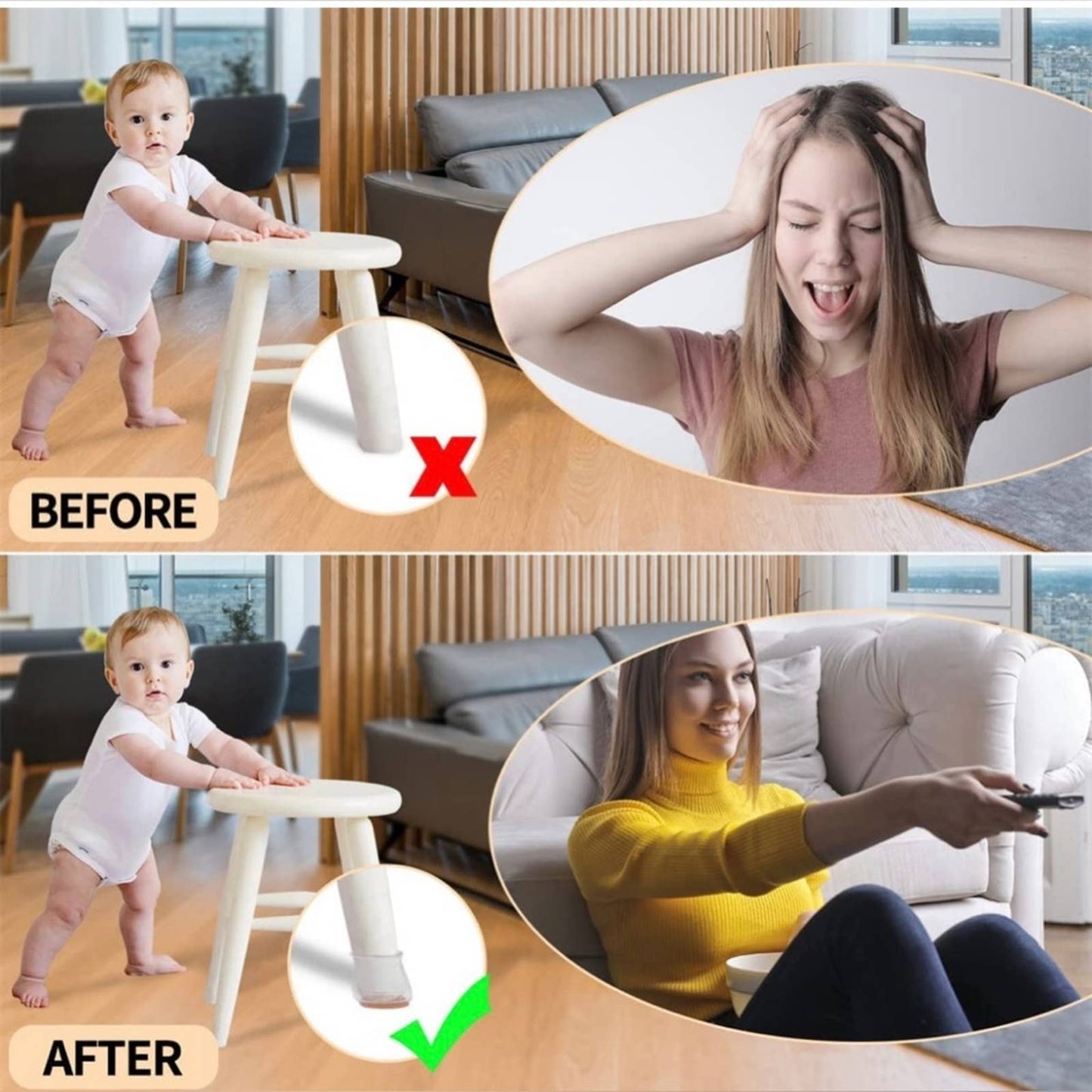 16 Packs Chair Legs Floor Protectors ,Silicone Furniture Pads for Hardwood Floor