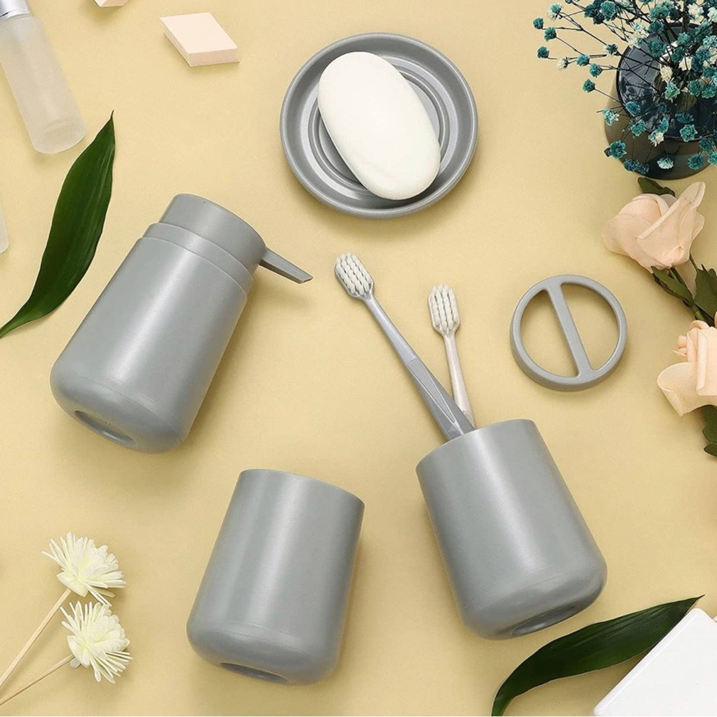 IMAVO Bathroom Accessories Set,Soap Lotion Dispenser,Soap Dish, etc 4 Pieces