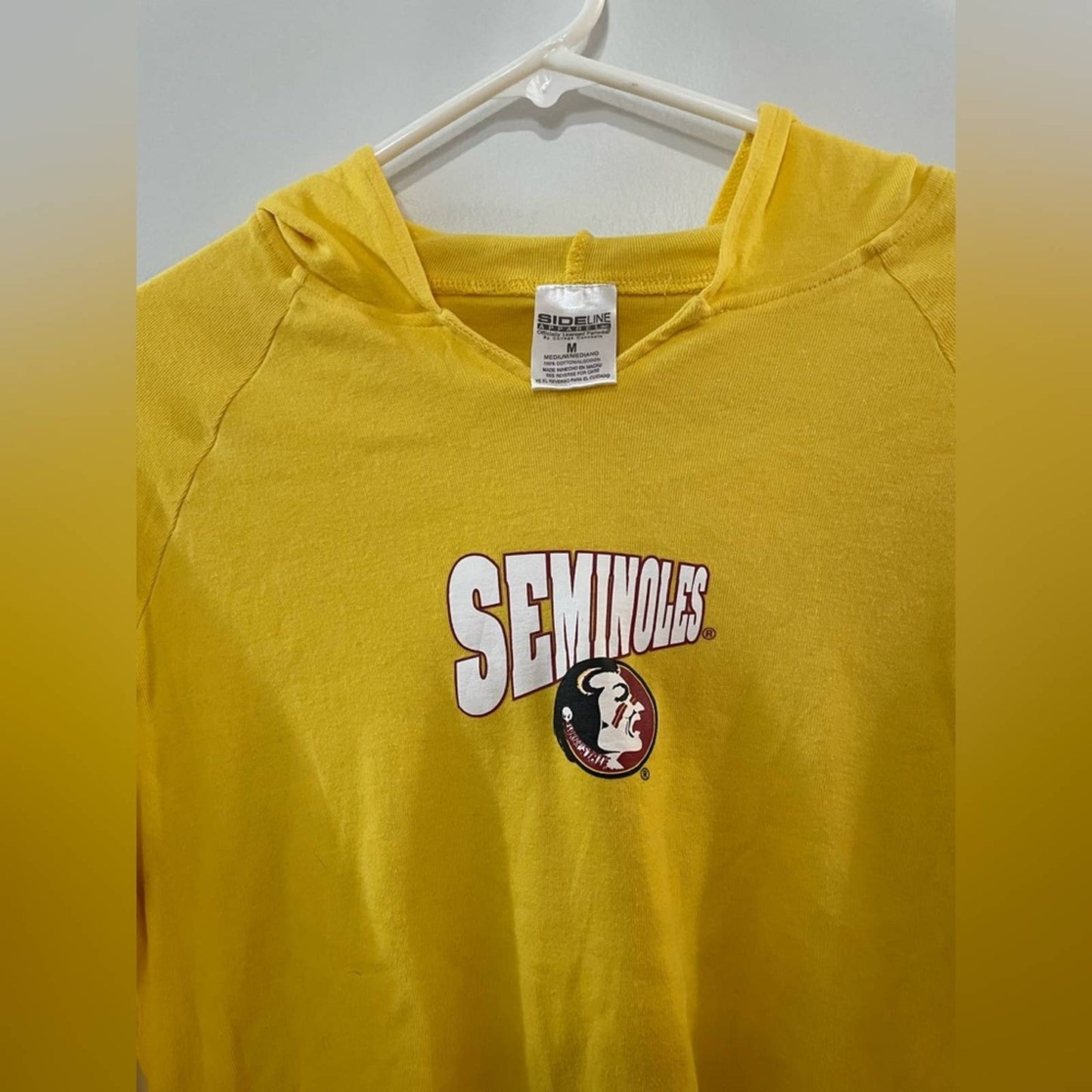 MD Yellow Seminoles Cropped Hooded Long Sleeve Shirt