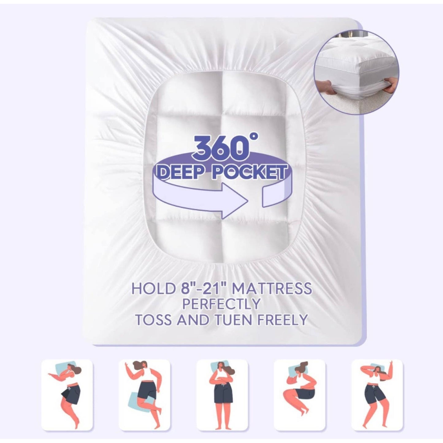 ABENE King Mattress Topper for Back Pain Relief, Extra Thick Mattress Pad Pillow