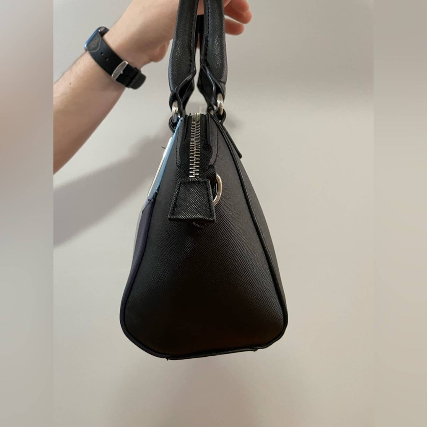 Charming Charlie Blue/Black/Gray Color Block Structure Hand Bag