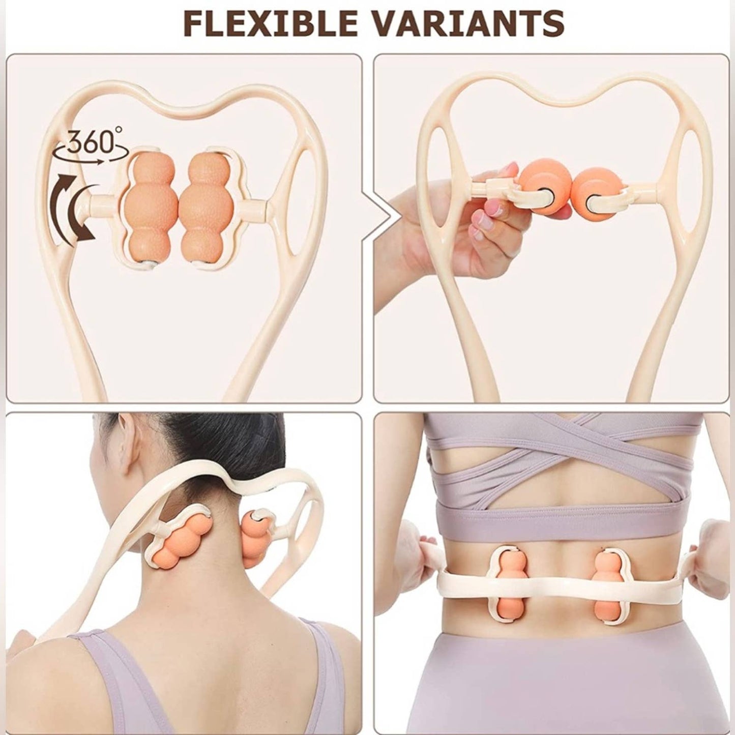 Neck Massager, Rolling and Pressure Point Massager-Orange(6 Massage Roller Ball)