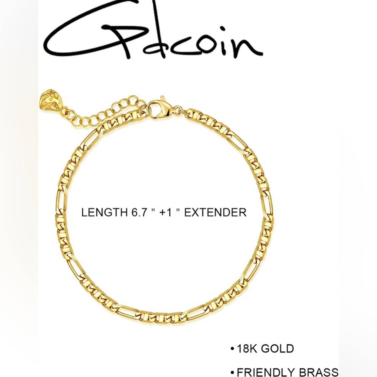 GDCOIN Dainty Gold Chain Bracelet 18K Gold Vacuum Plated Cuban Link Paperclip