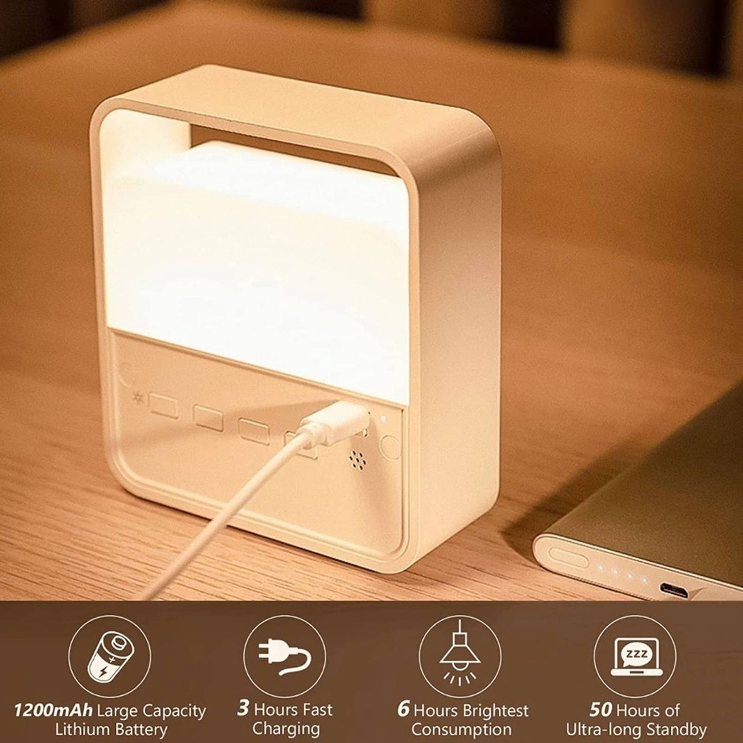 Kintion Alarm Clock Night Light for Childrens/Teenager, Portable Night Light