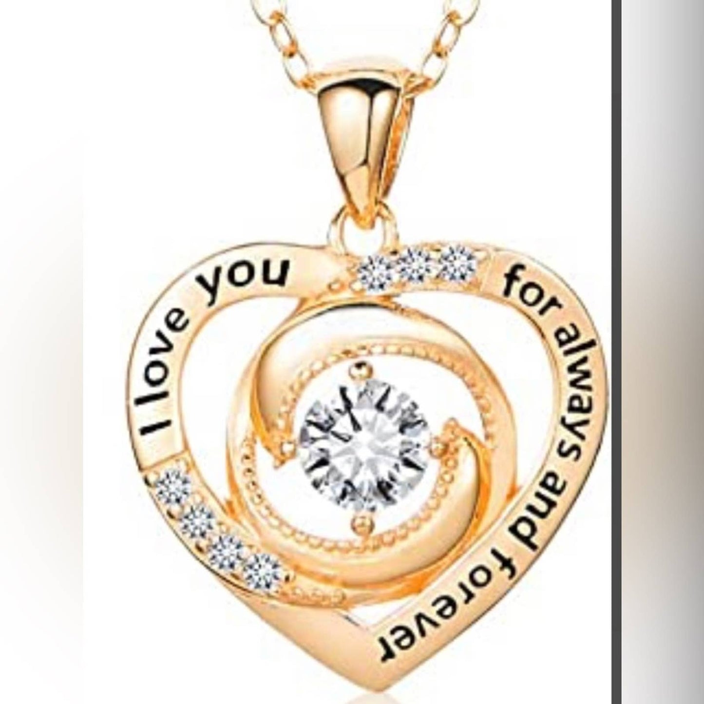 TMLW Preserved Real Rose with Heart Necklace