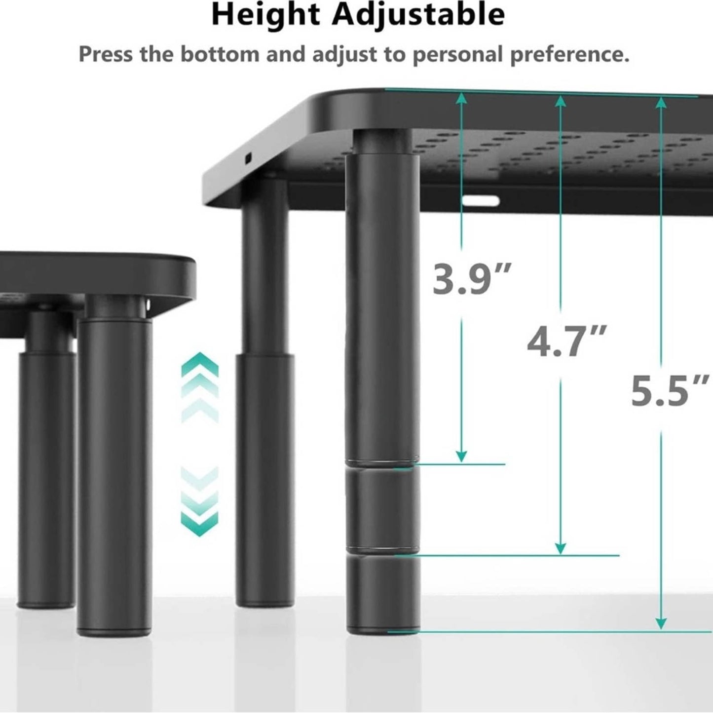 WALI Monitor Stand Riser, Adjustable Laptop Stand Riser Holder, 1 Pack, Black