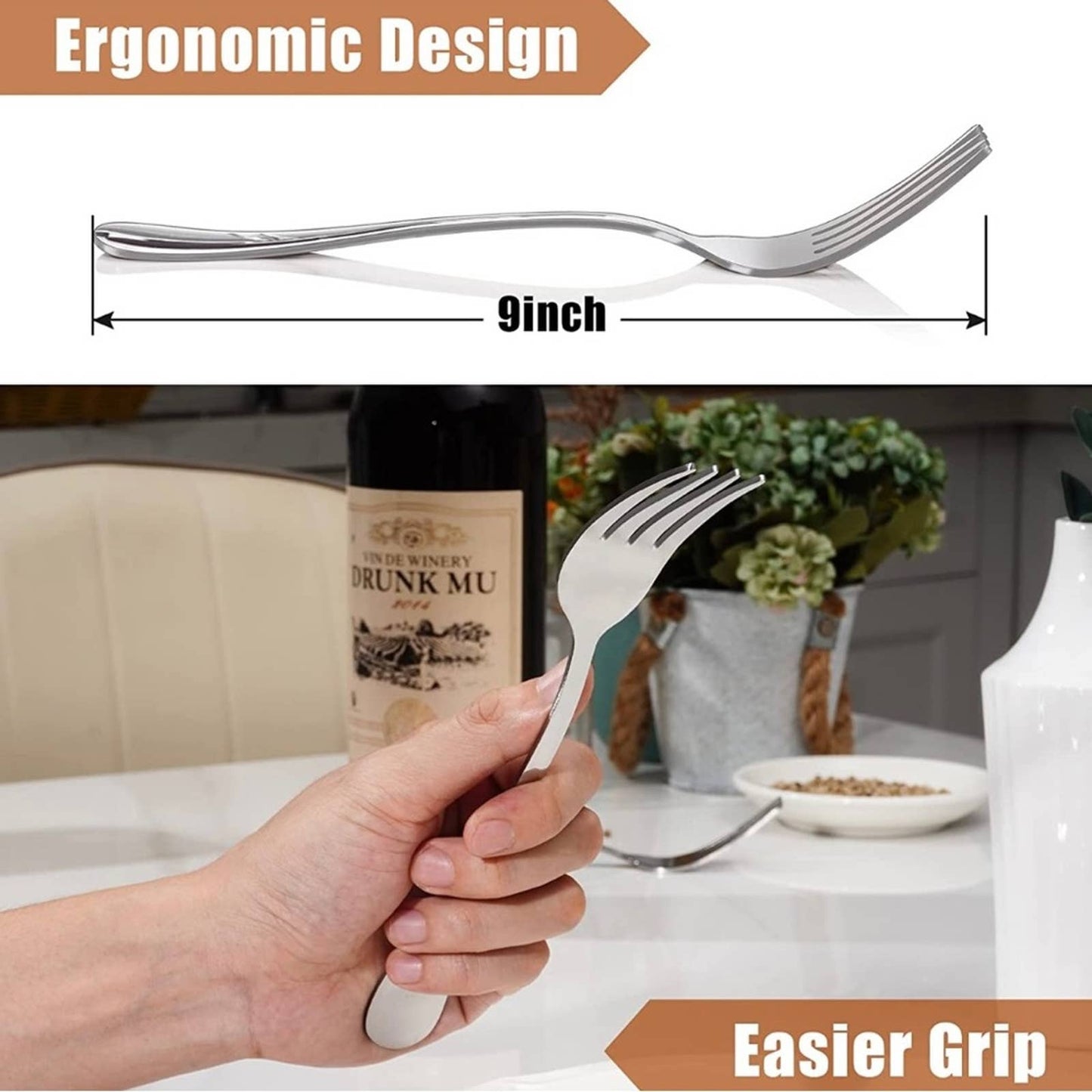 Supercook Stainless Steel Sharp Serrated Steak Knife and Fork Set