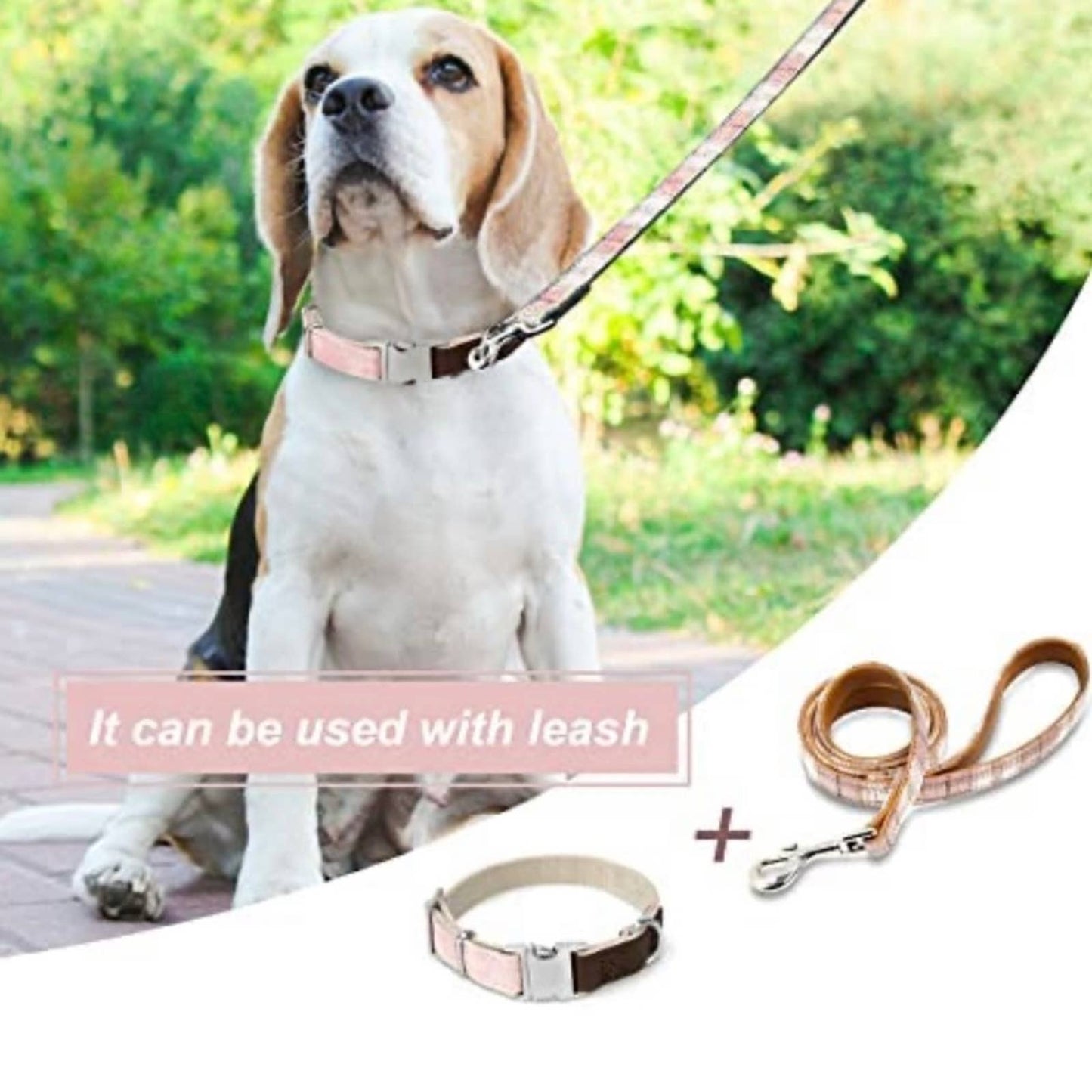 MOBA Pet Dog Collar Durable Metal Buckle for Medium Pink