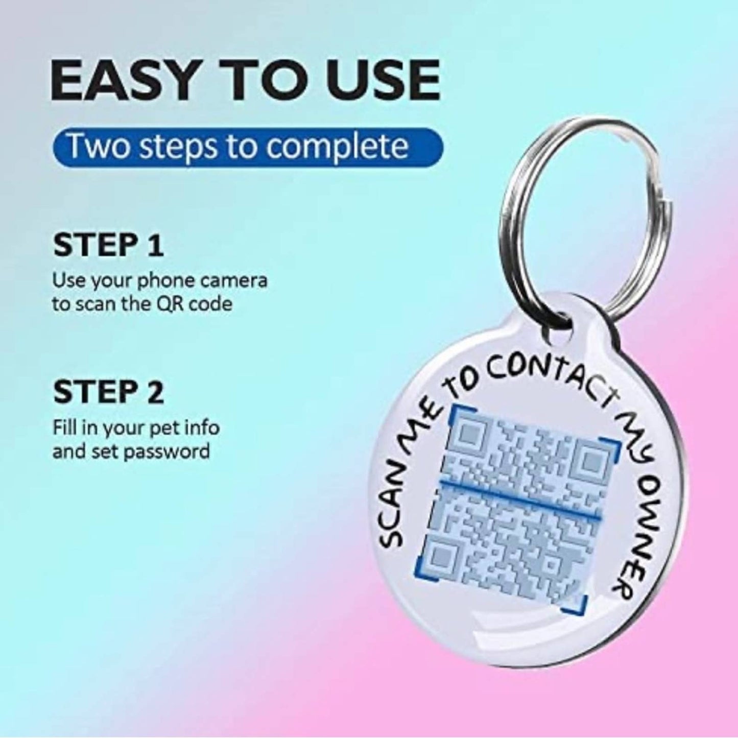 Merry Christmas Design Dog ID Tag, QR Dog Tags Modern Engraved for pets - Black