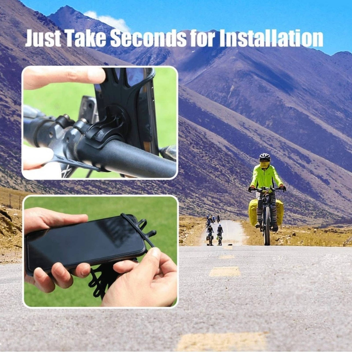 Newppon Bike & Motorcycle Phone Mount : Universal Silicone Cellphone Holder