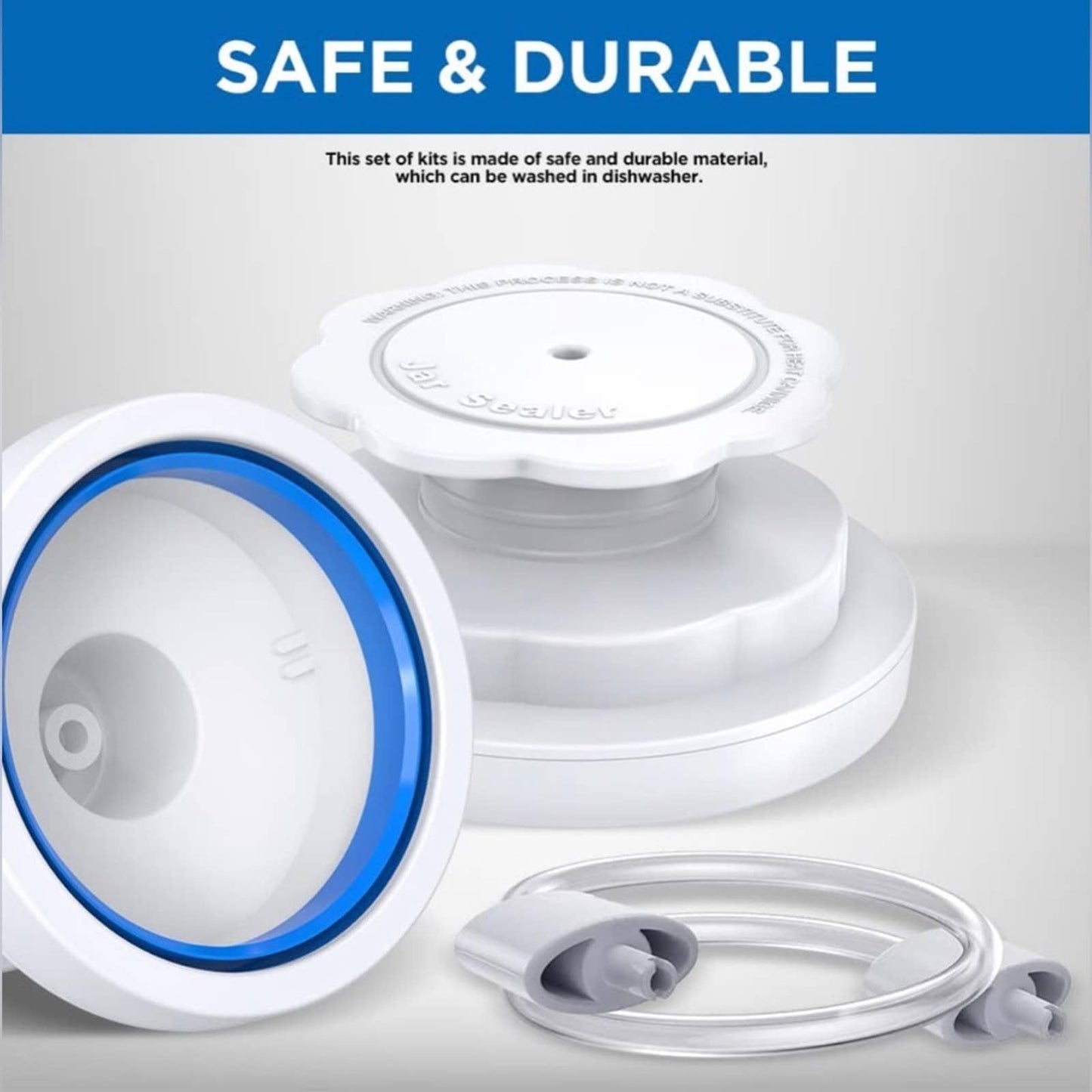 Atecess Jar Sealer Compatiable for FoodSaver Vacuum Sealer (TC-White+Pump)